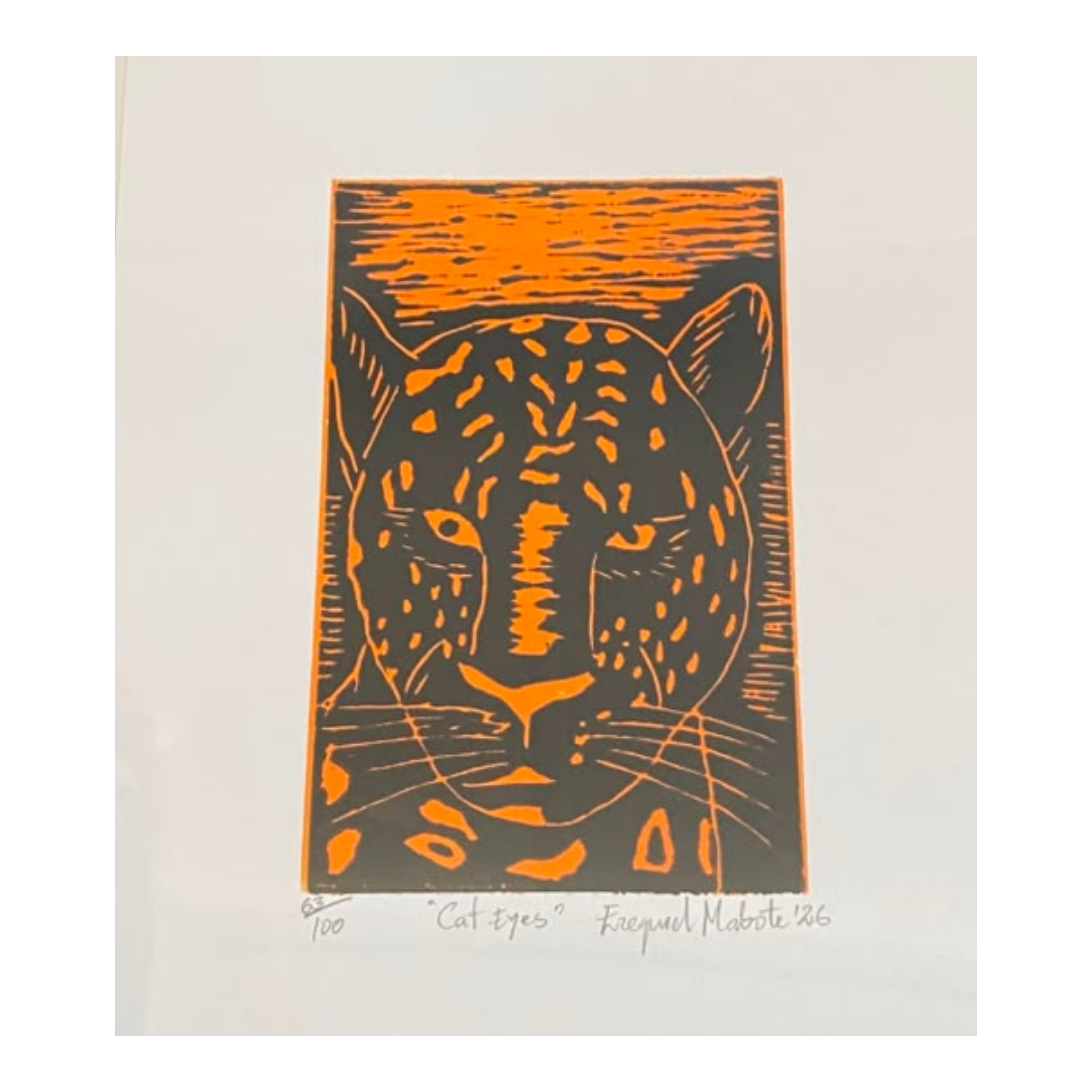 Mabote Art Woodprint Painting - Cat Eyes