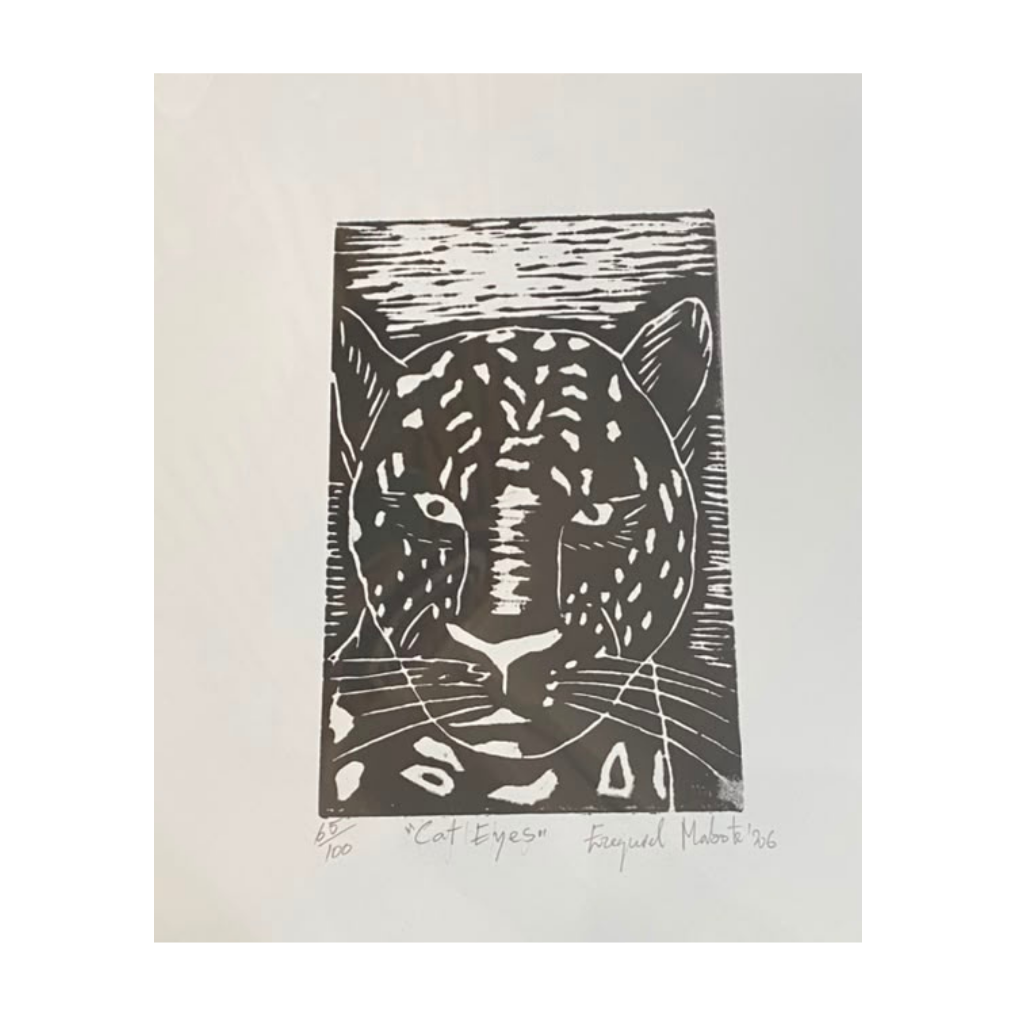 Mabote Art Woodprint Painting - Cat Eyes