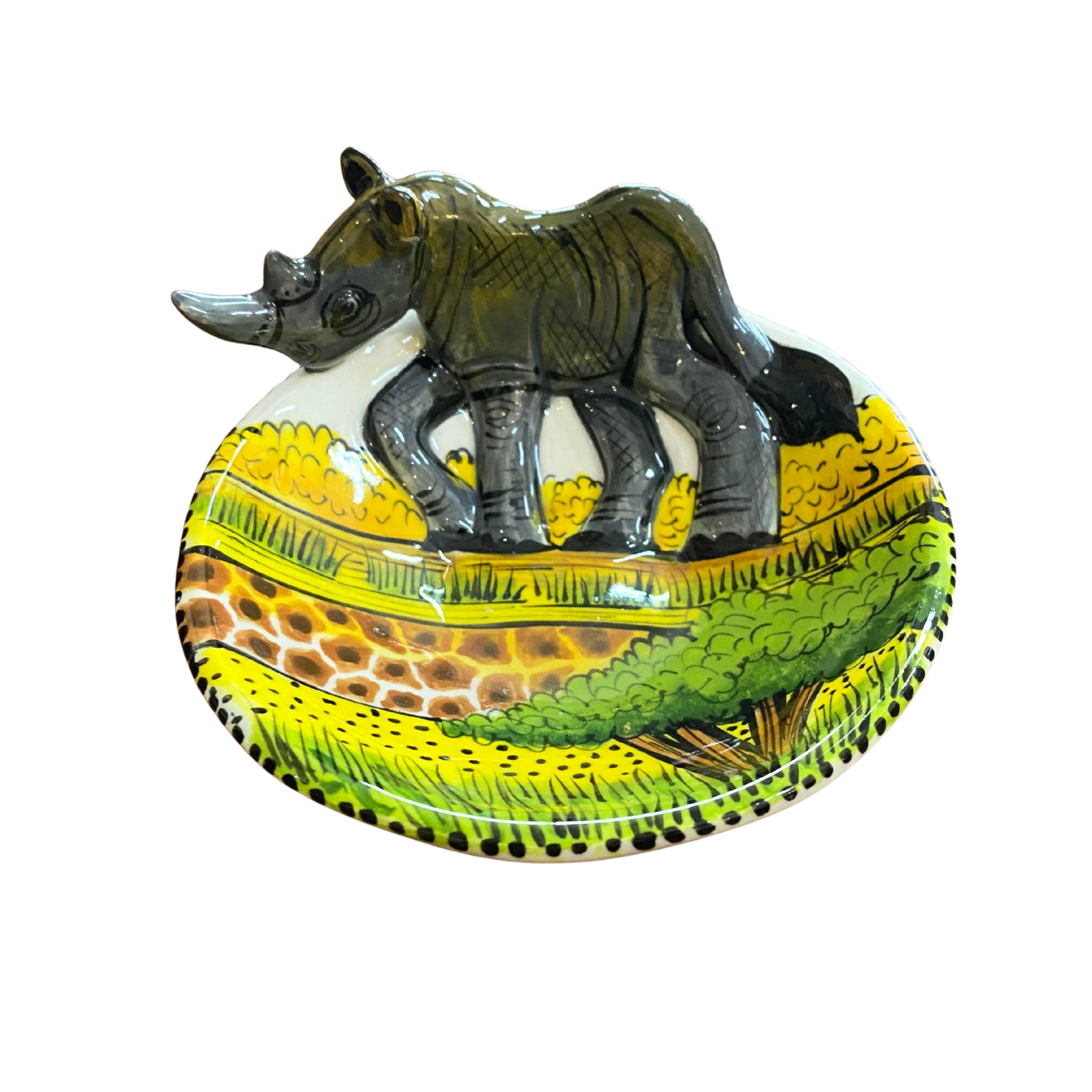 Round 3D Ceramic Teabag Holder (Rhino)