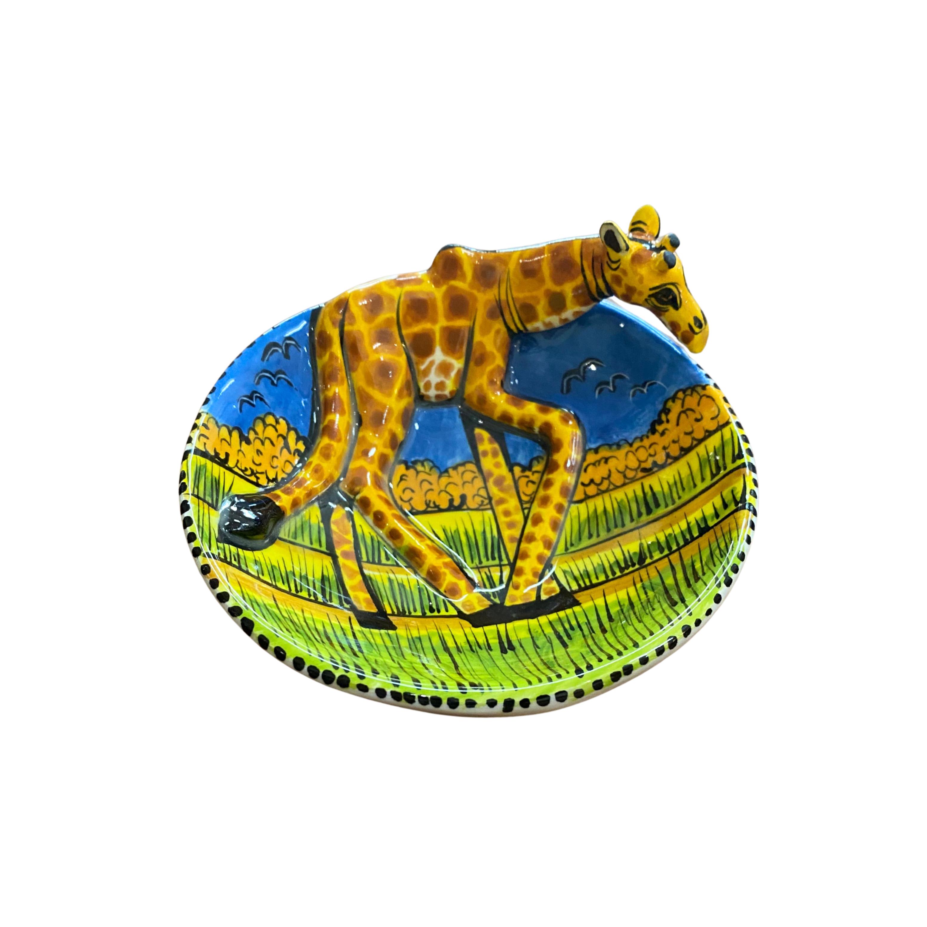 Round 3D Ceramic Teabag Holder (Giraffe)