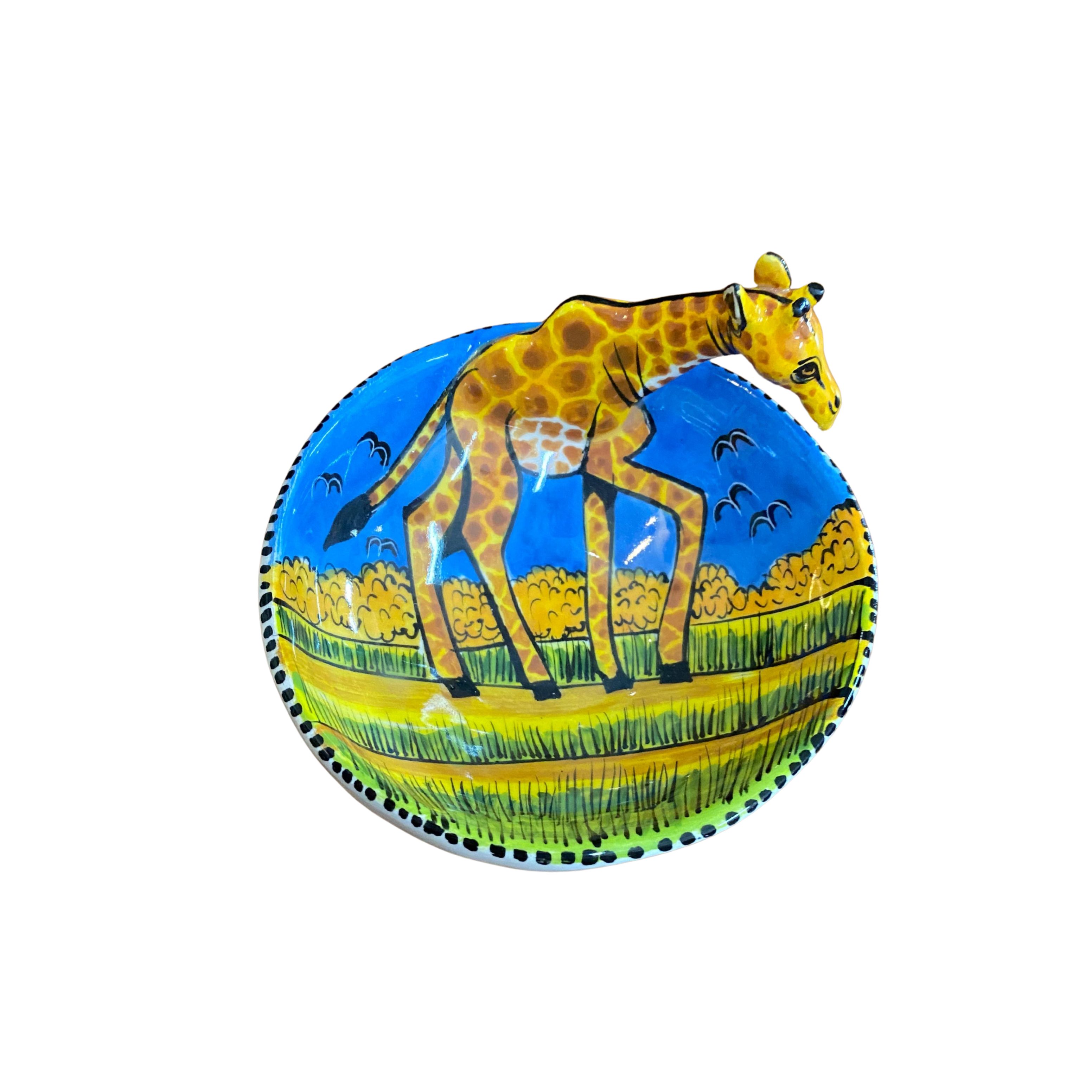 Round 3D Ceramic Teabag Holder (Giraffe)