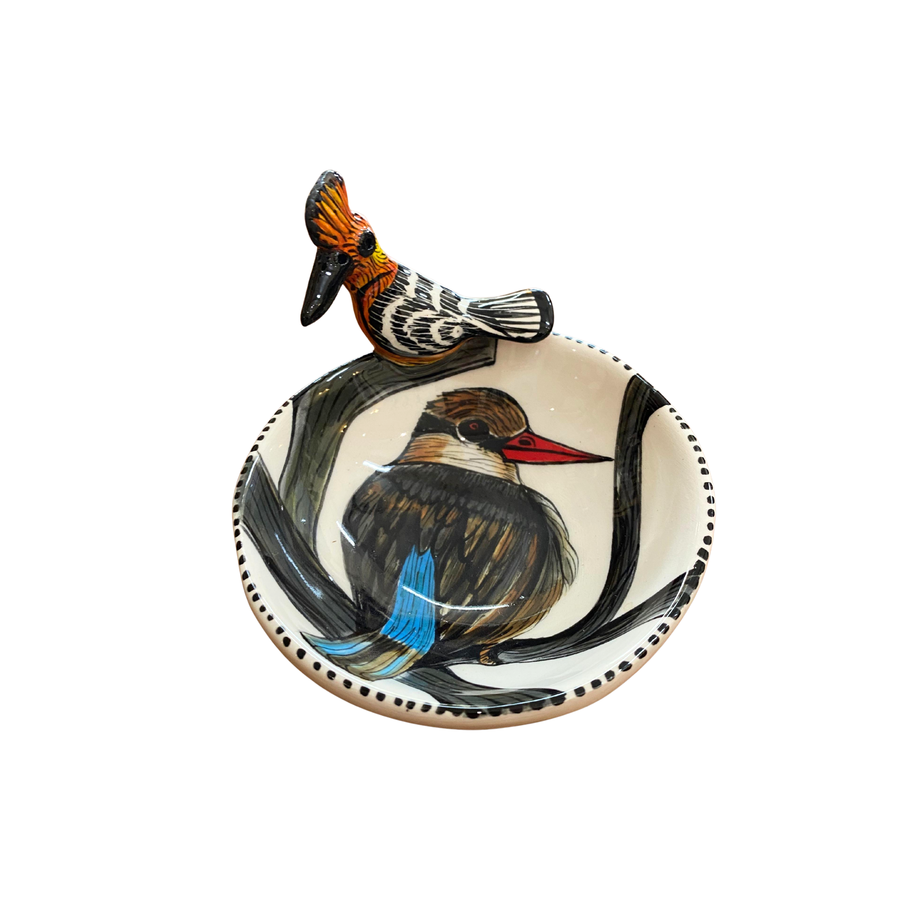 Round 3D Ceramic Teabag Holder (Birds)