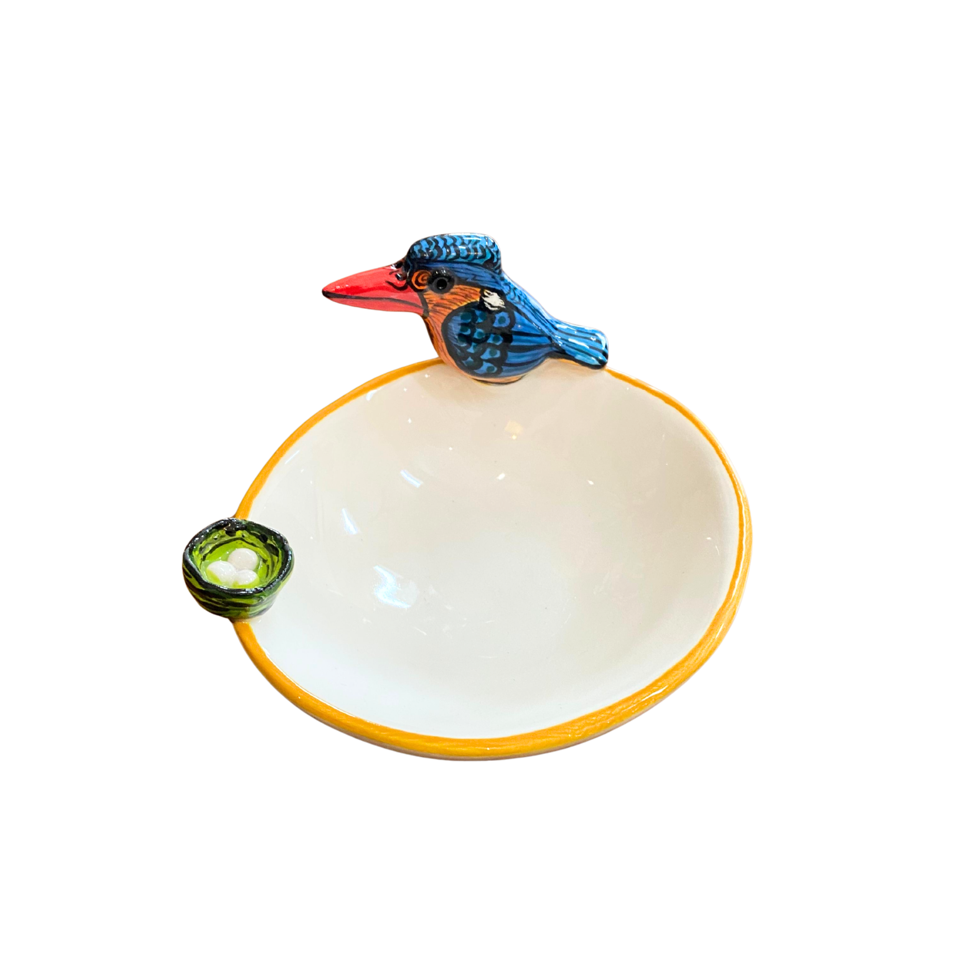 Round 3D Ceramic Teabag Holder (Birds)