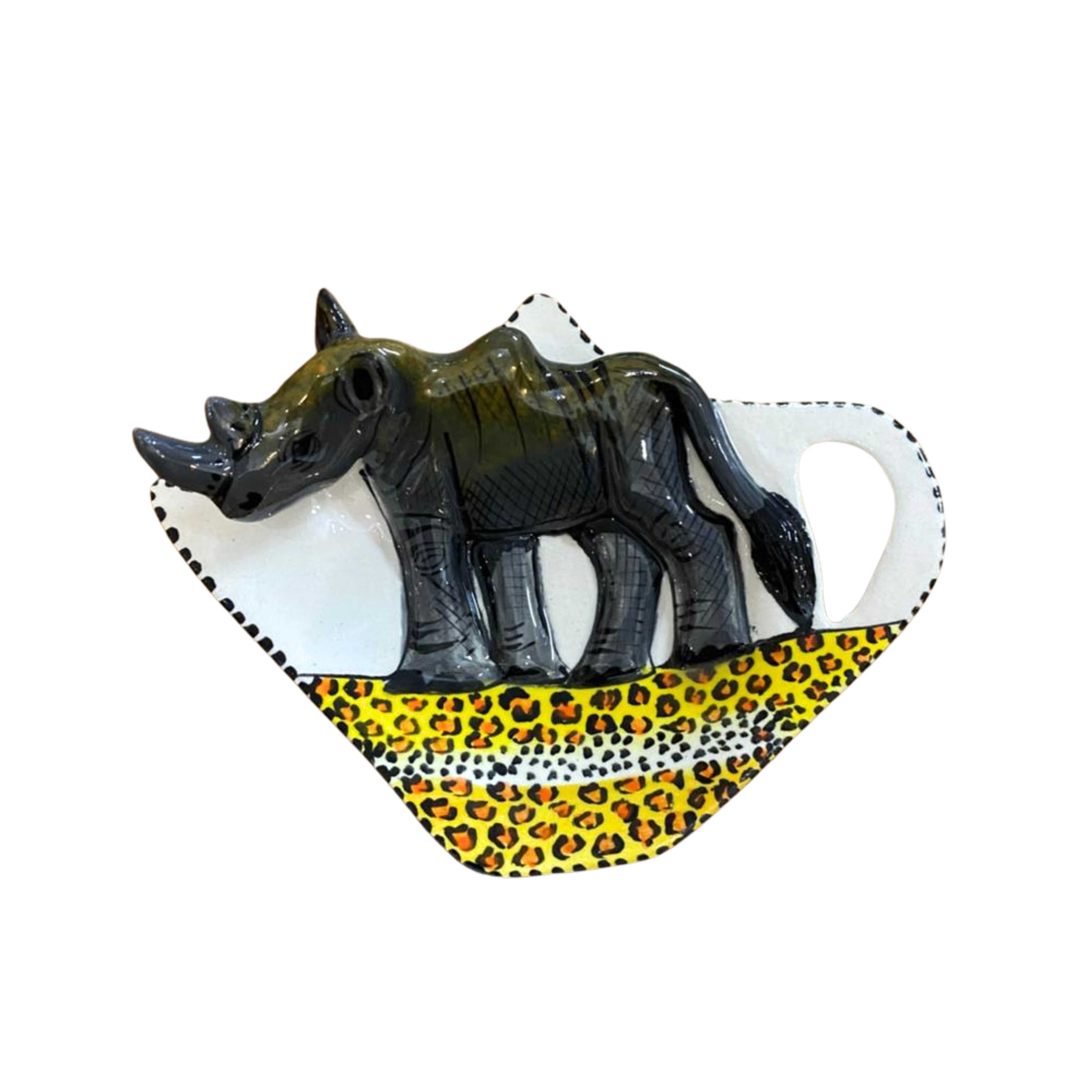 Ceramic Rhino Teabag Holder