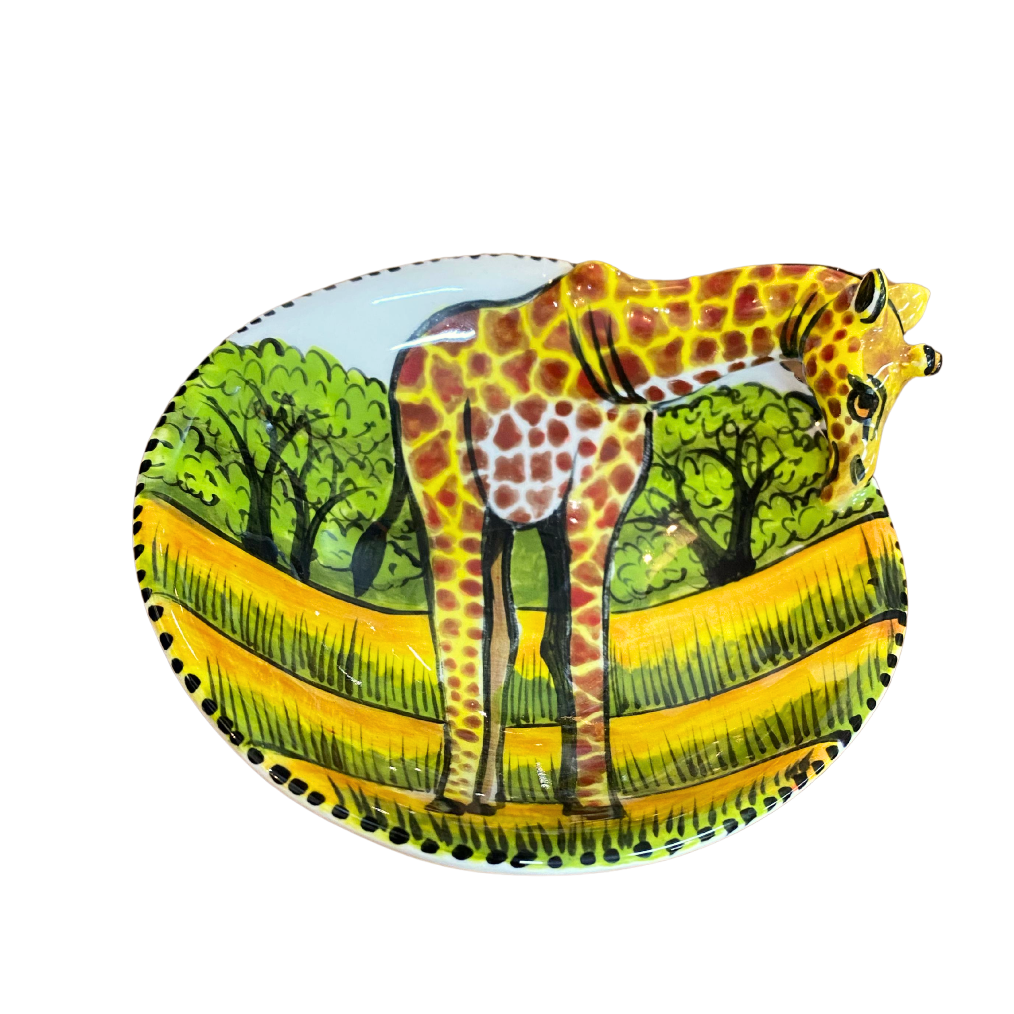 Round 3D Ceramic Teabag Holder (Giraffe)