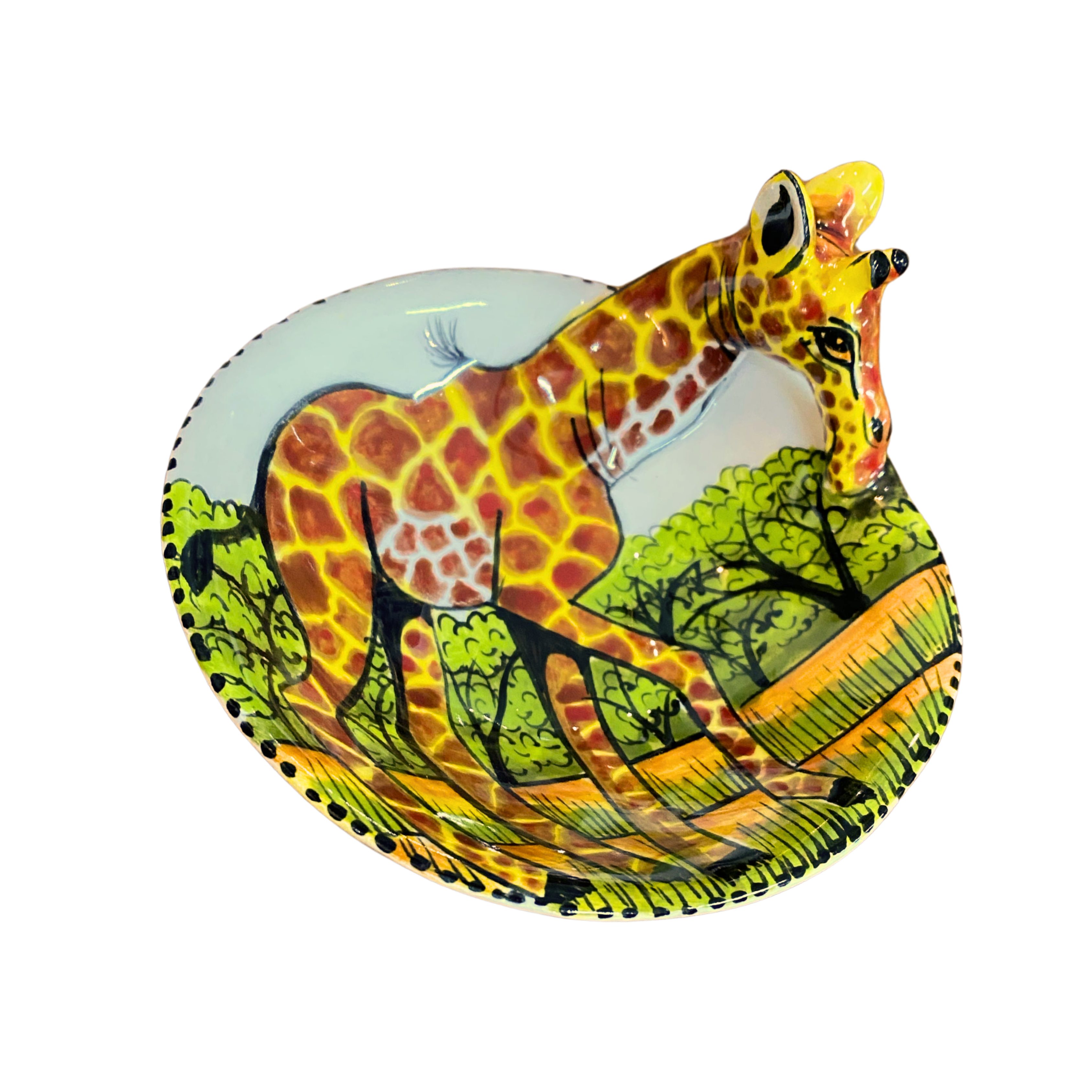 Round 3D Ceramic Teabag Holder (Giraffe)