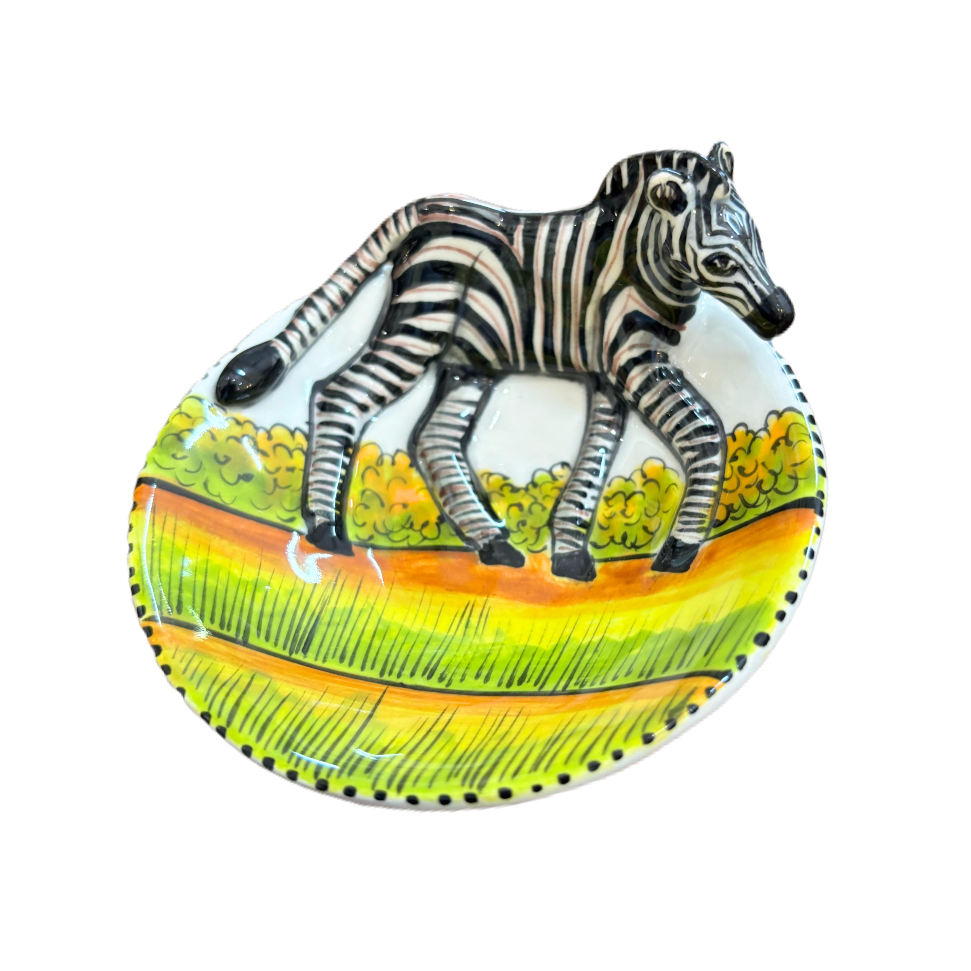 Round 3D Ceramic Teabag Holder (Zebra)