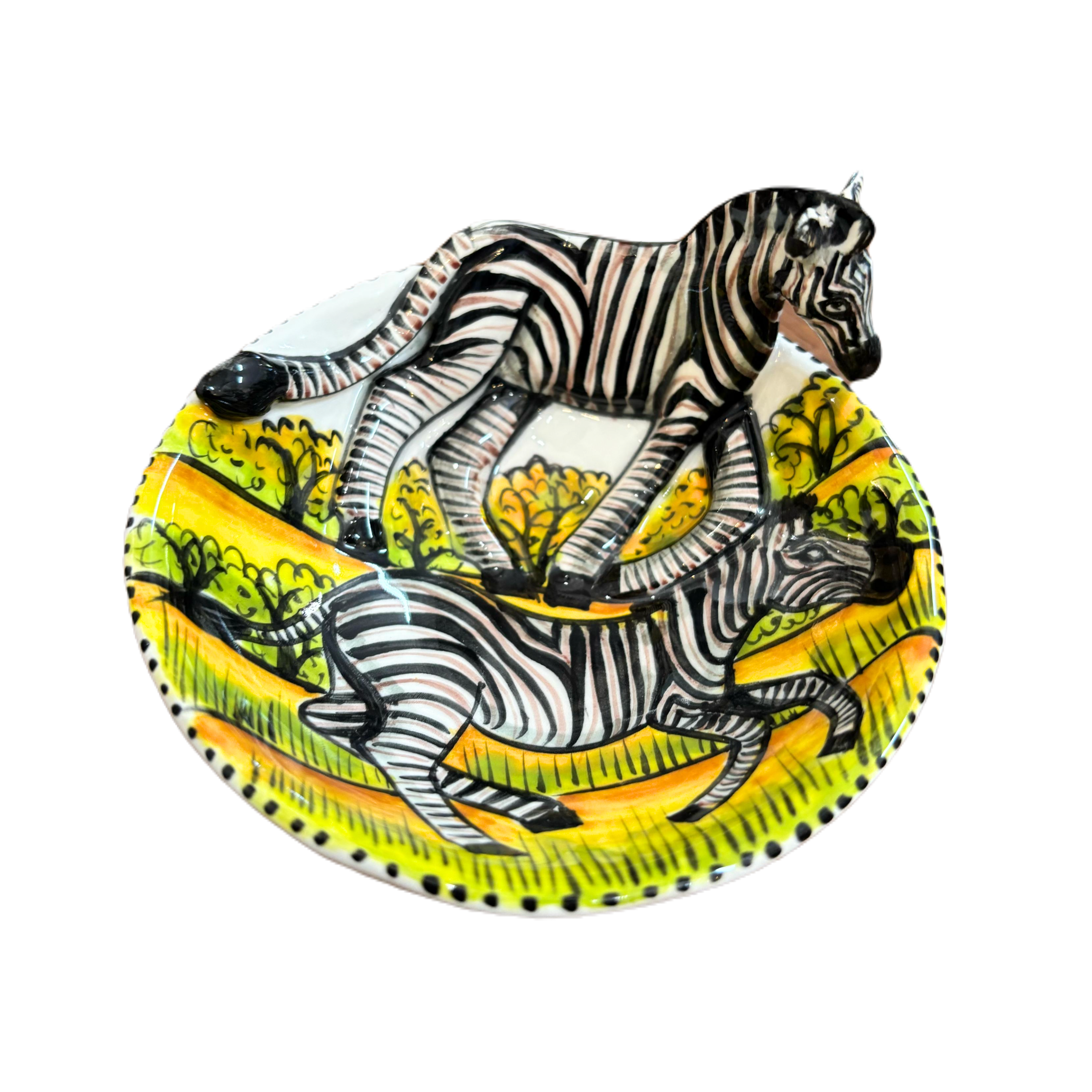 Round 3D Ceramic Teabag Holder (Zebra)