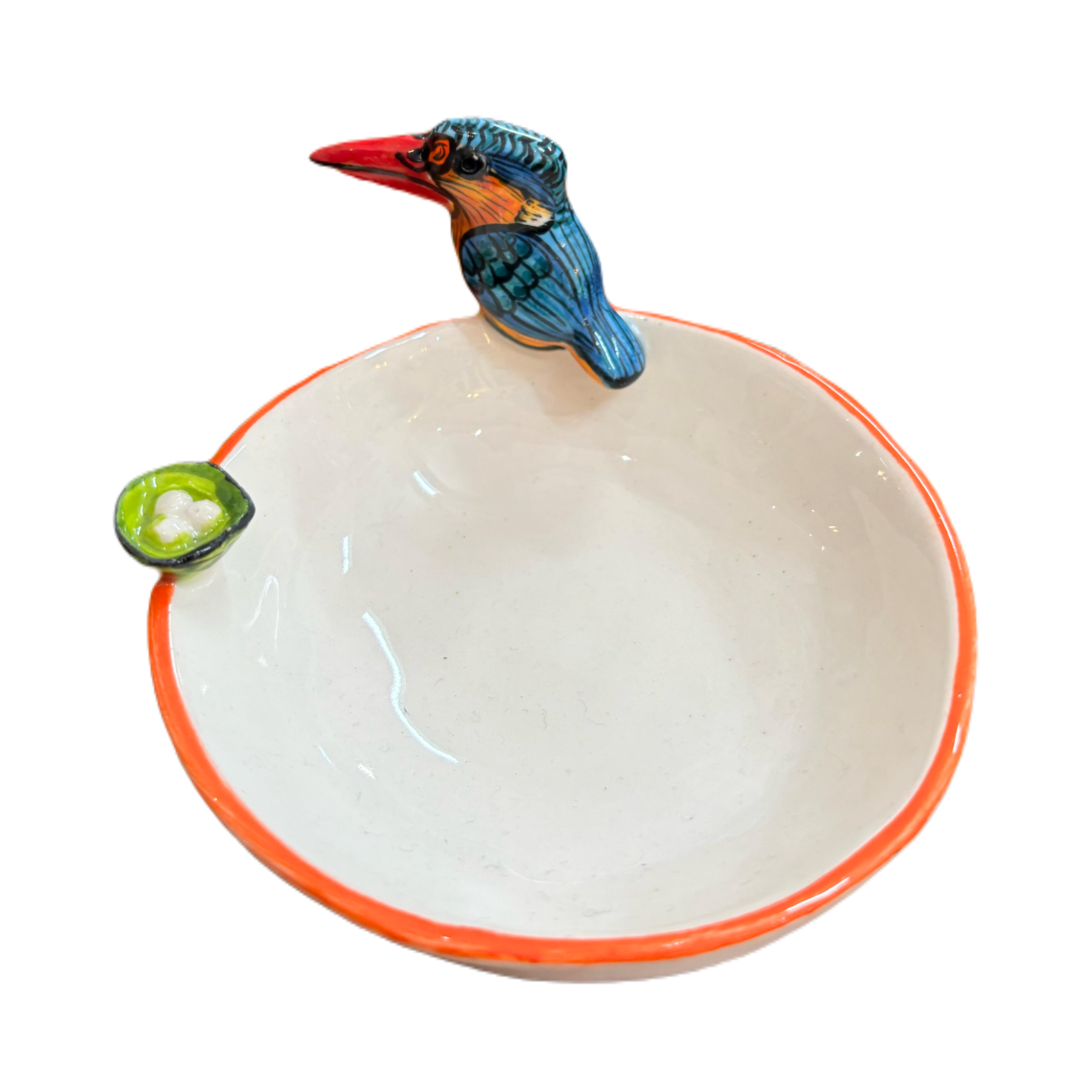 Round 3D Ceramic Teabag Holder (Birds)