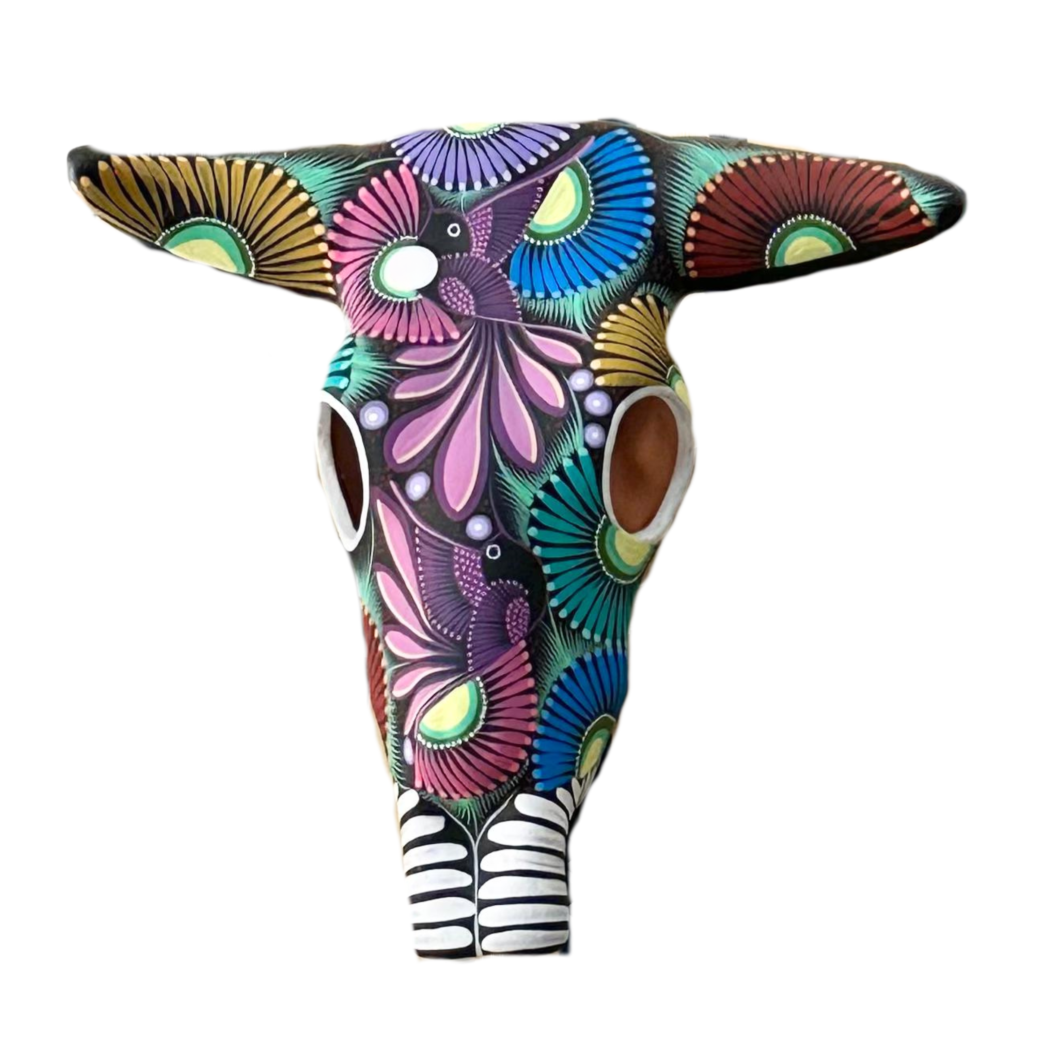 Colourful Mexican Aztec Painted Ceramic Skulls