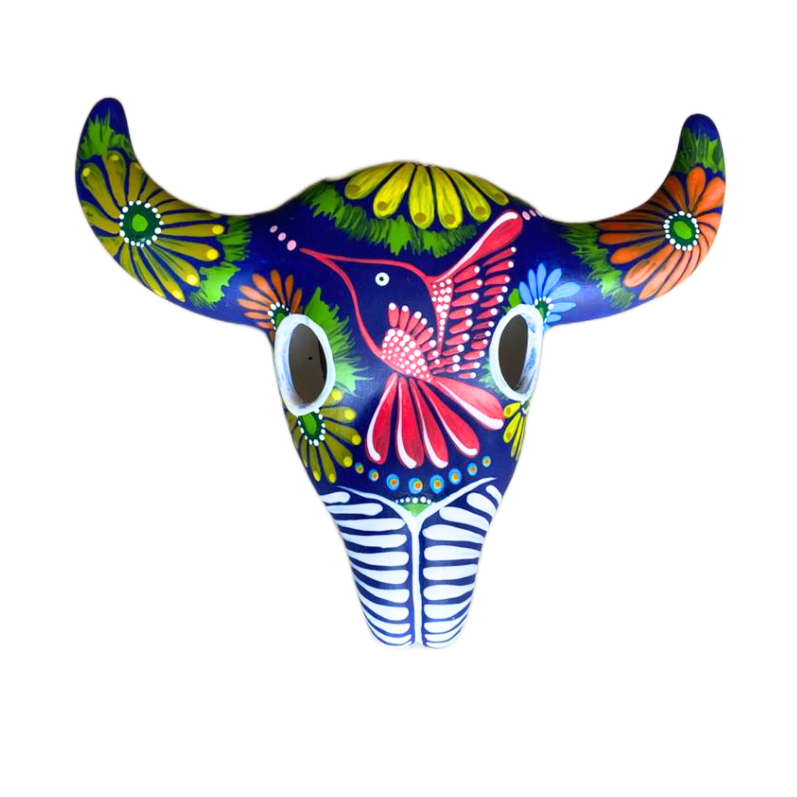 Colourful Painted Ceramic Skulls (Floral With Birds)