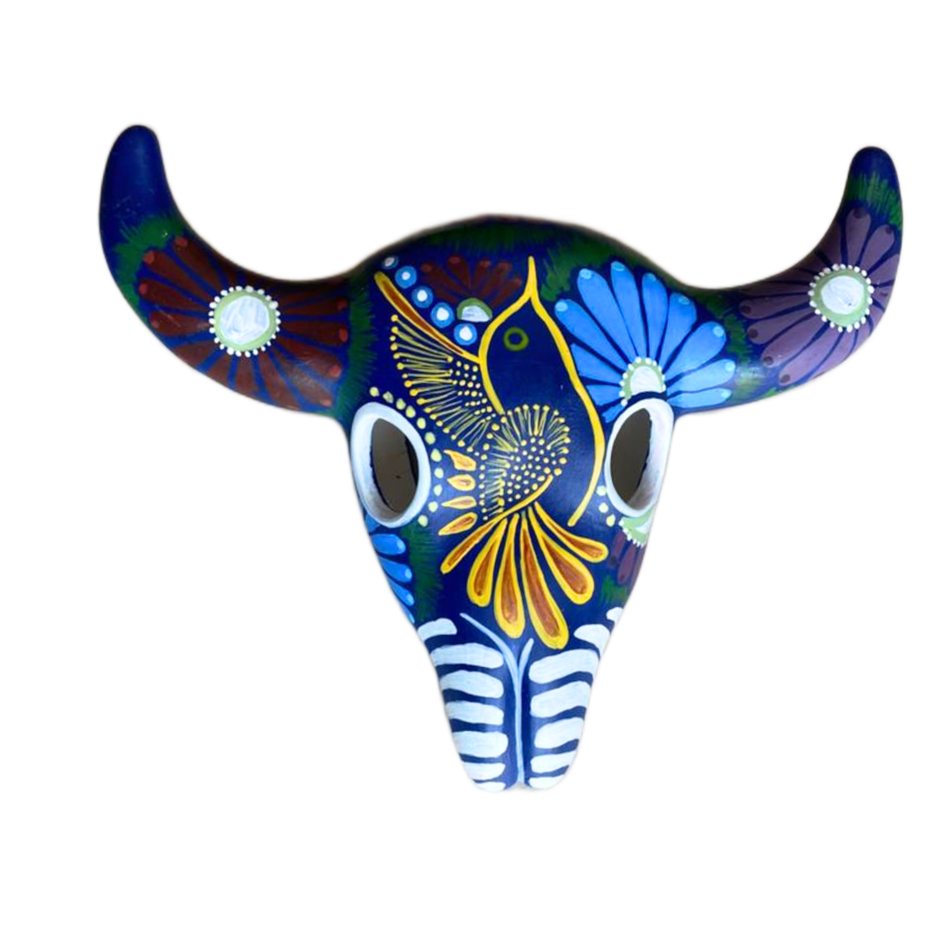 Colourful Painted Ceramic Skulls (Floral With Birds)