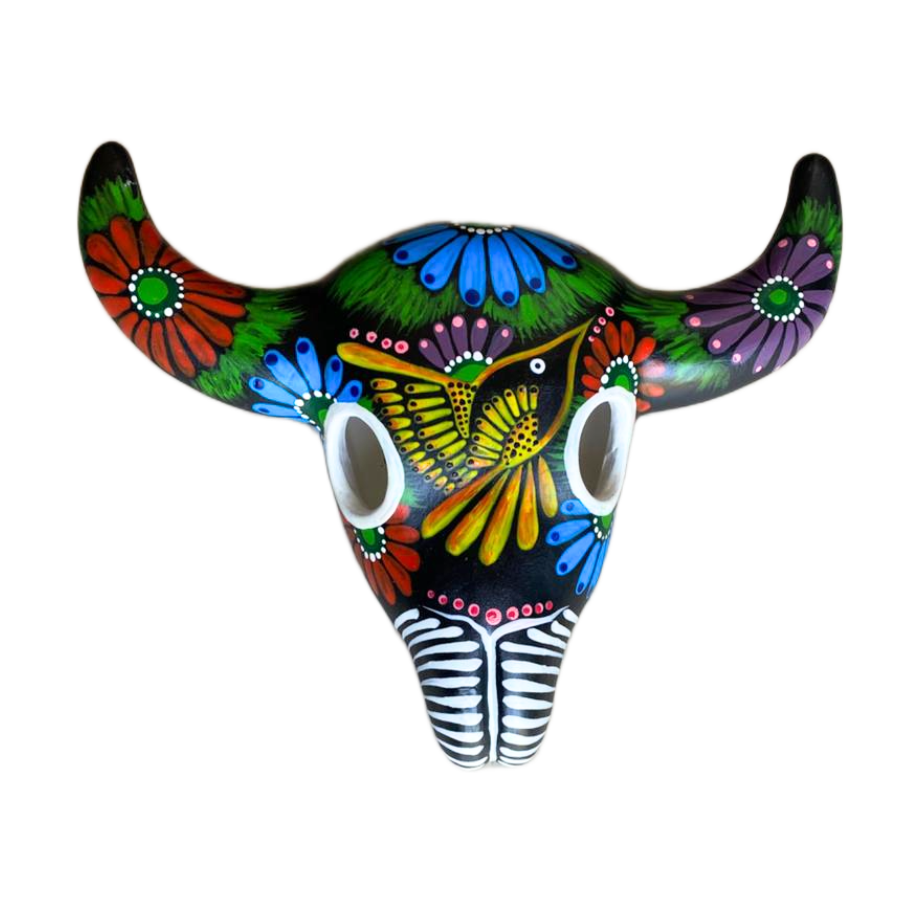 Colourful Painted Ceramic Skulls (Floral With Birds)