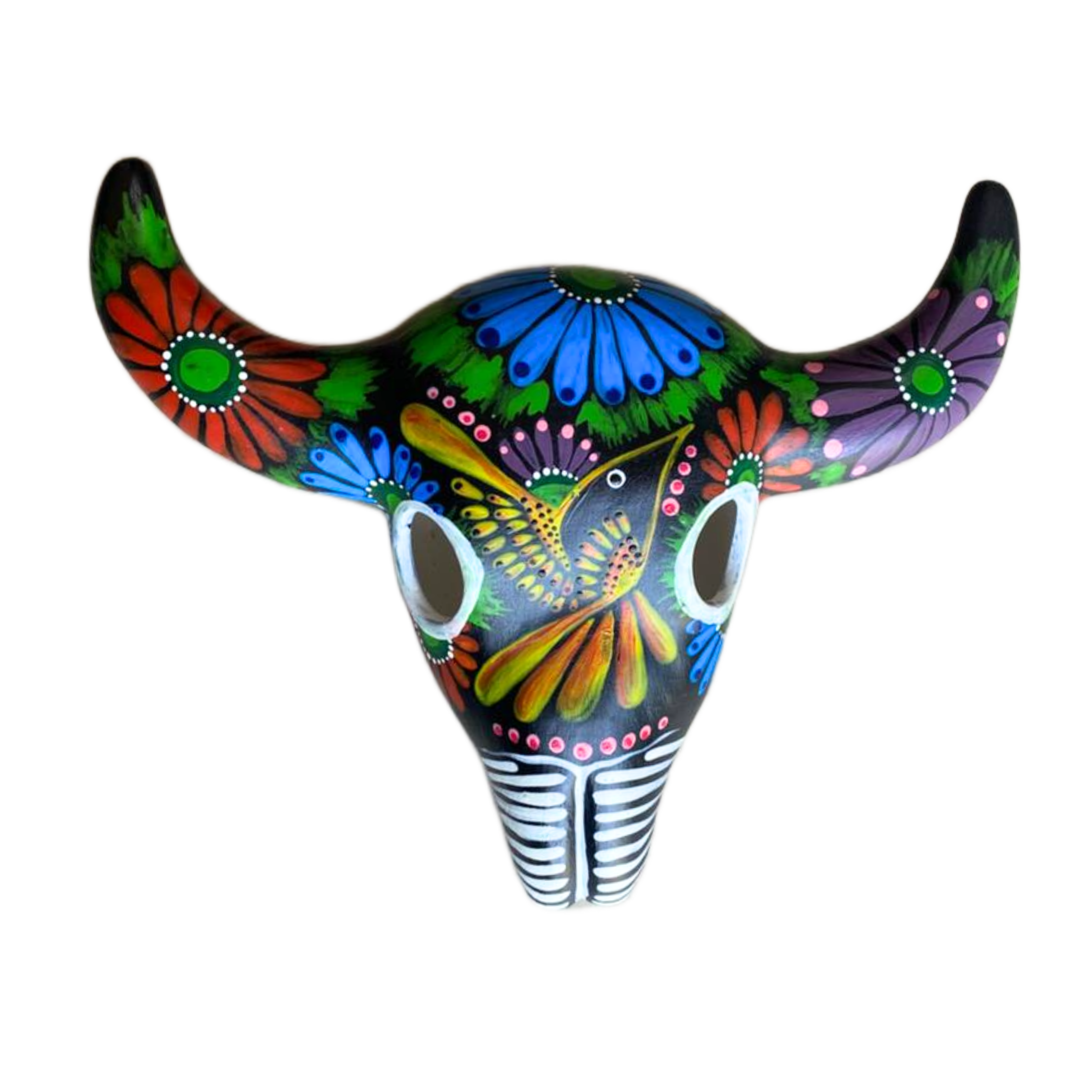 Colourful Painted Ceramic Skulls (Floral With Birds)