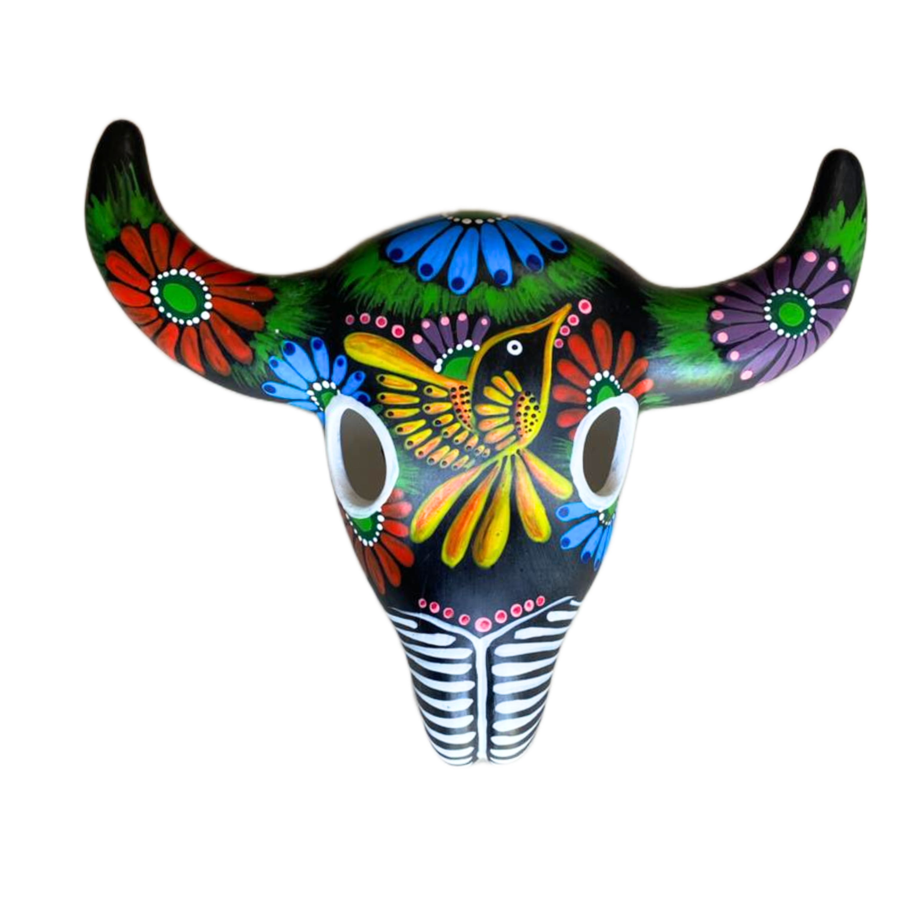 Colourful Painted Ceramic Skulls (Floral With Birds)