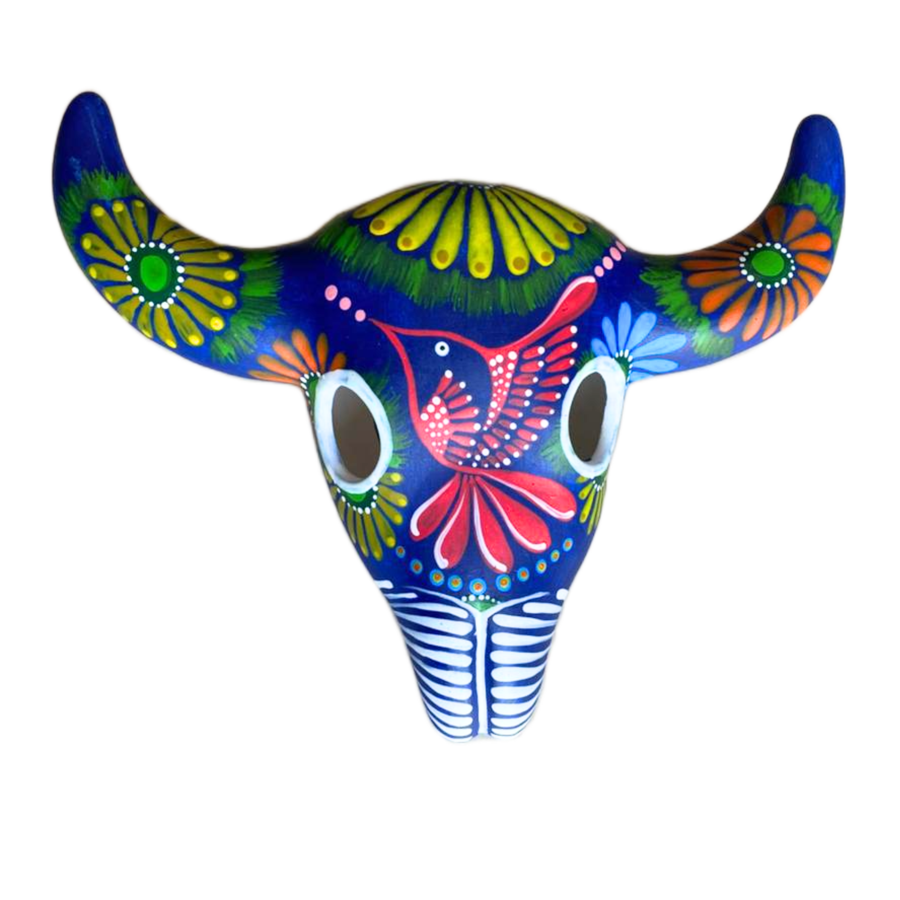 Colourful Painted Ceramic Skulls (Floral With Birds)