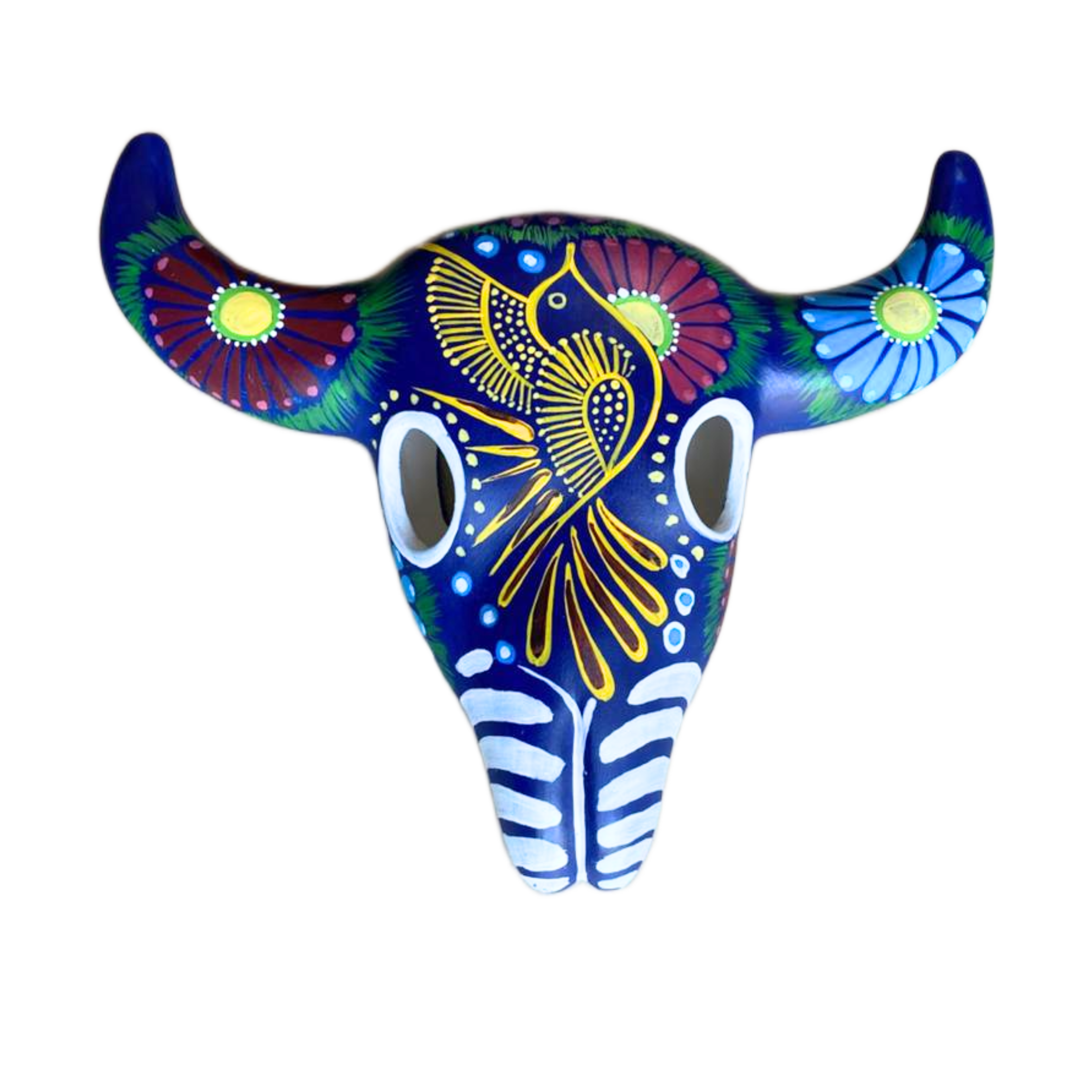 Colourful Painted Ceramic Skulls (Floral With Birds)