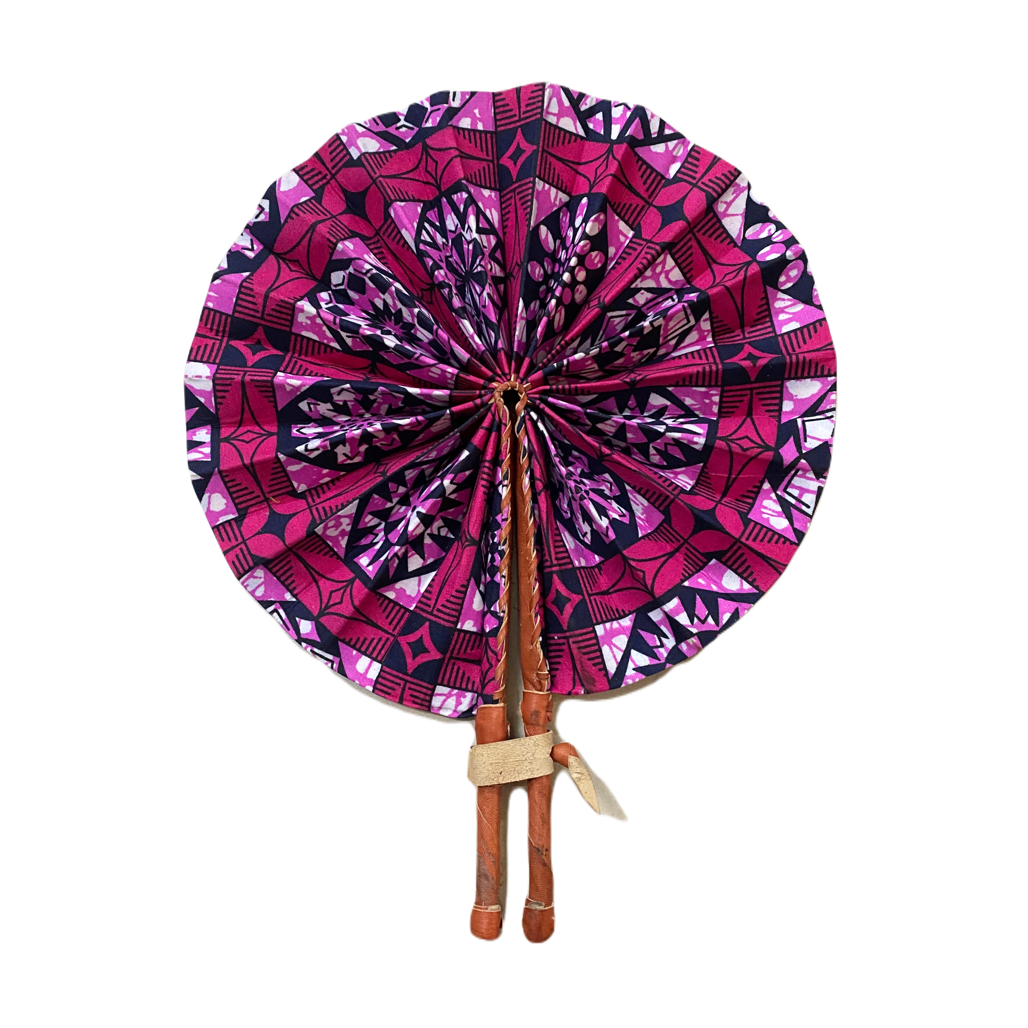 Fold Up African Leather Fan (Fan 6)