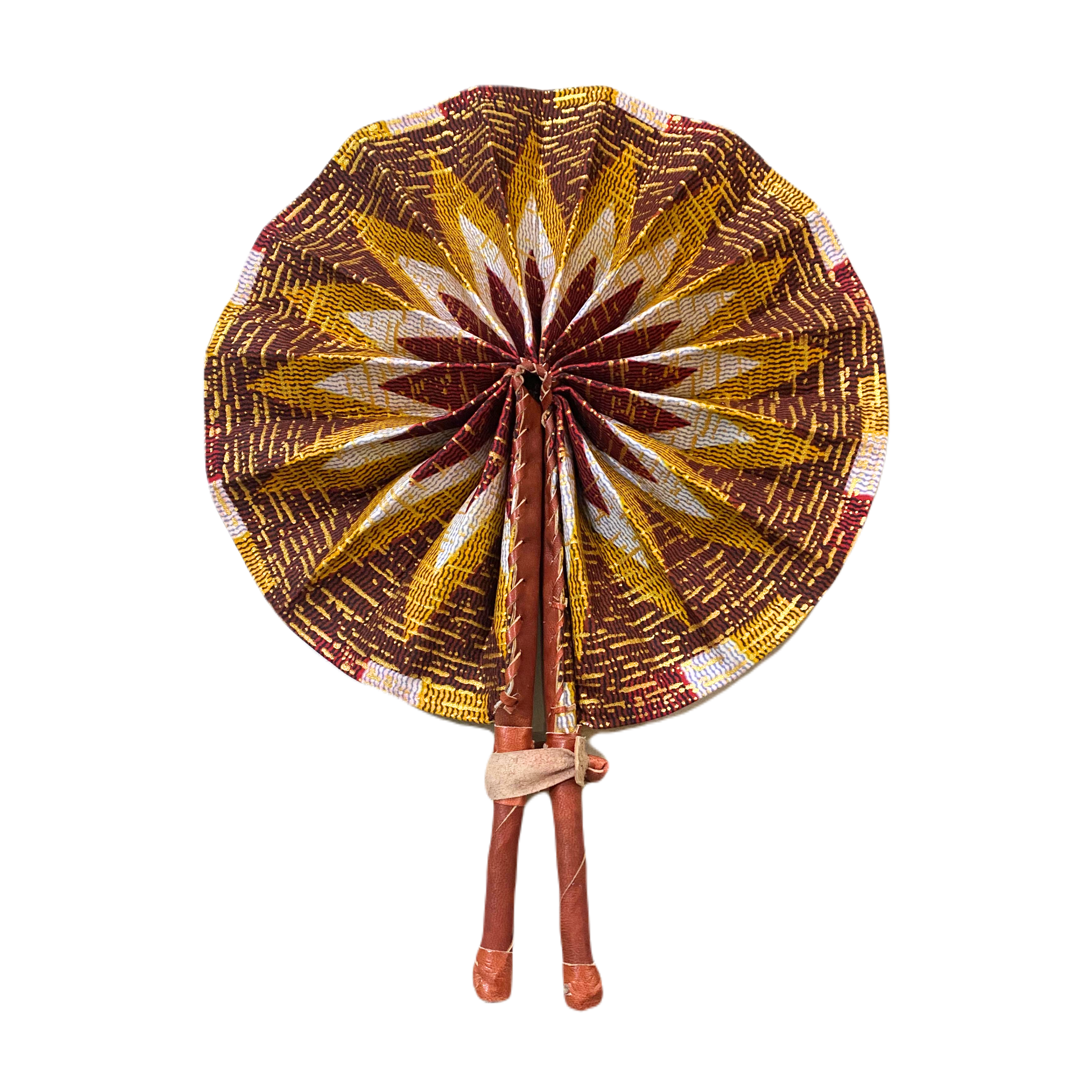Fold Up African Leather Fan (Fan 5)