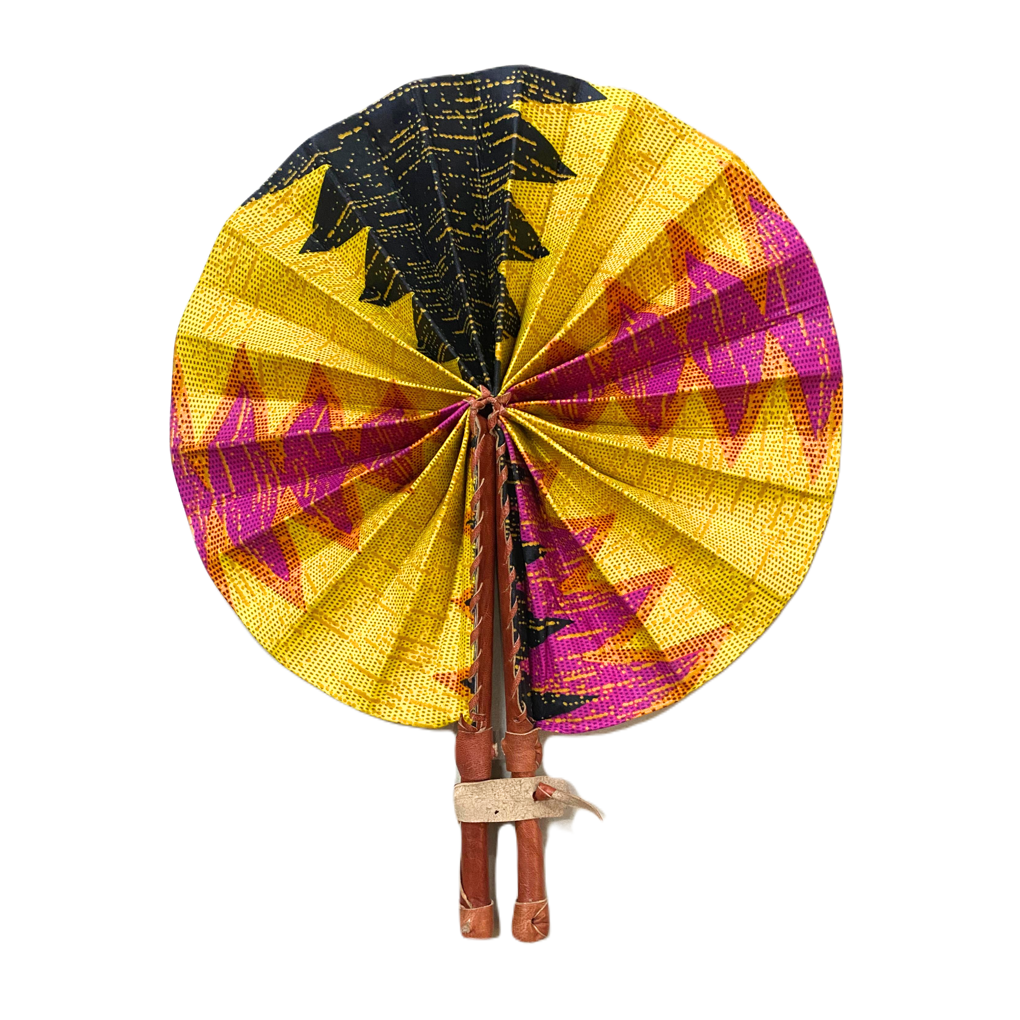 Fold Up African Leather Fan (Fan 2)