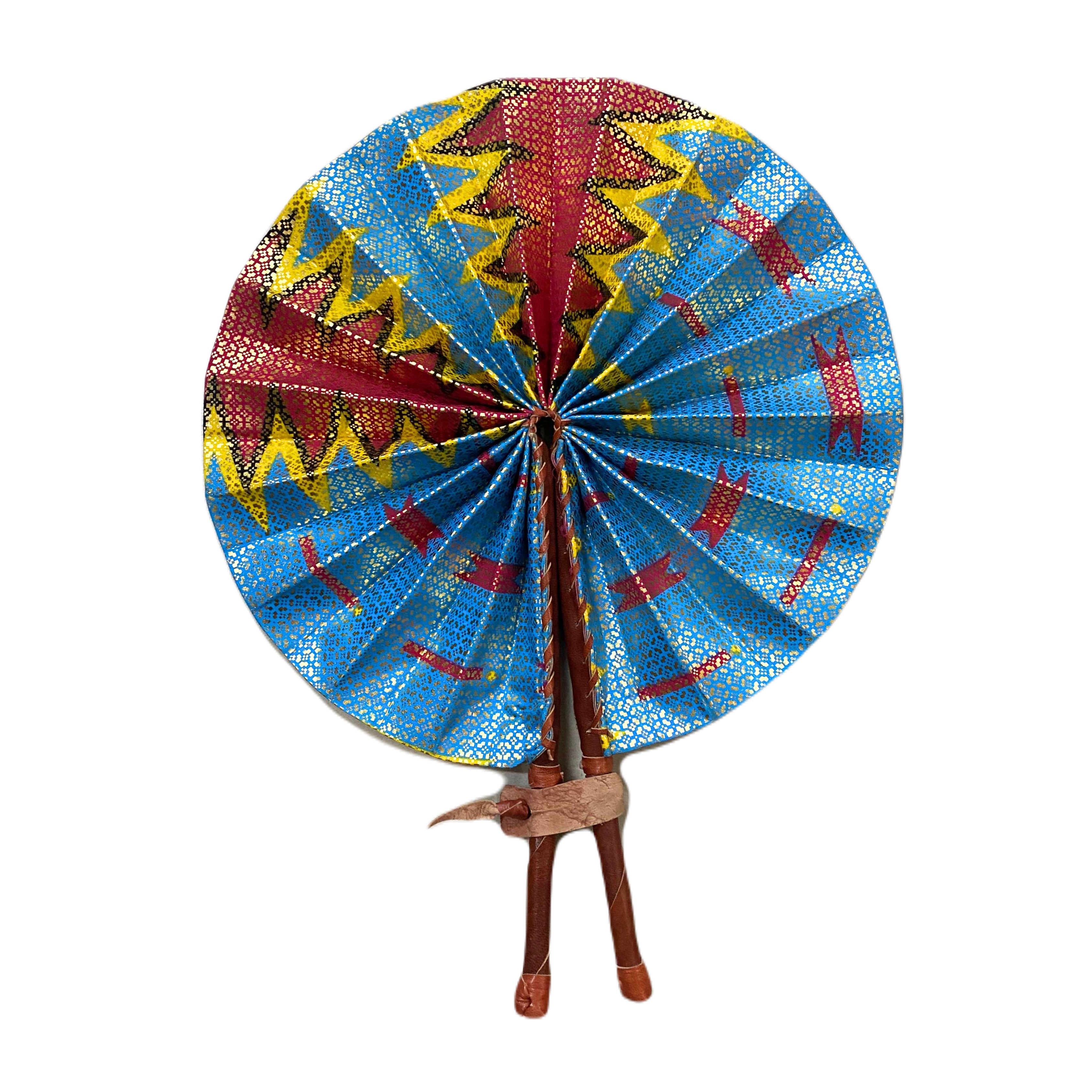 Fold Up African Leather Fan (Fan 51)