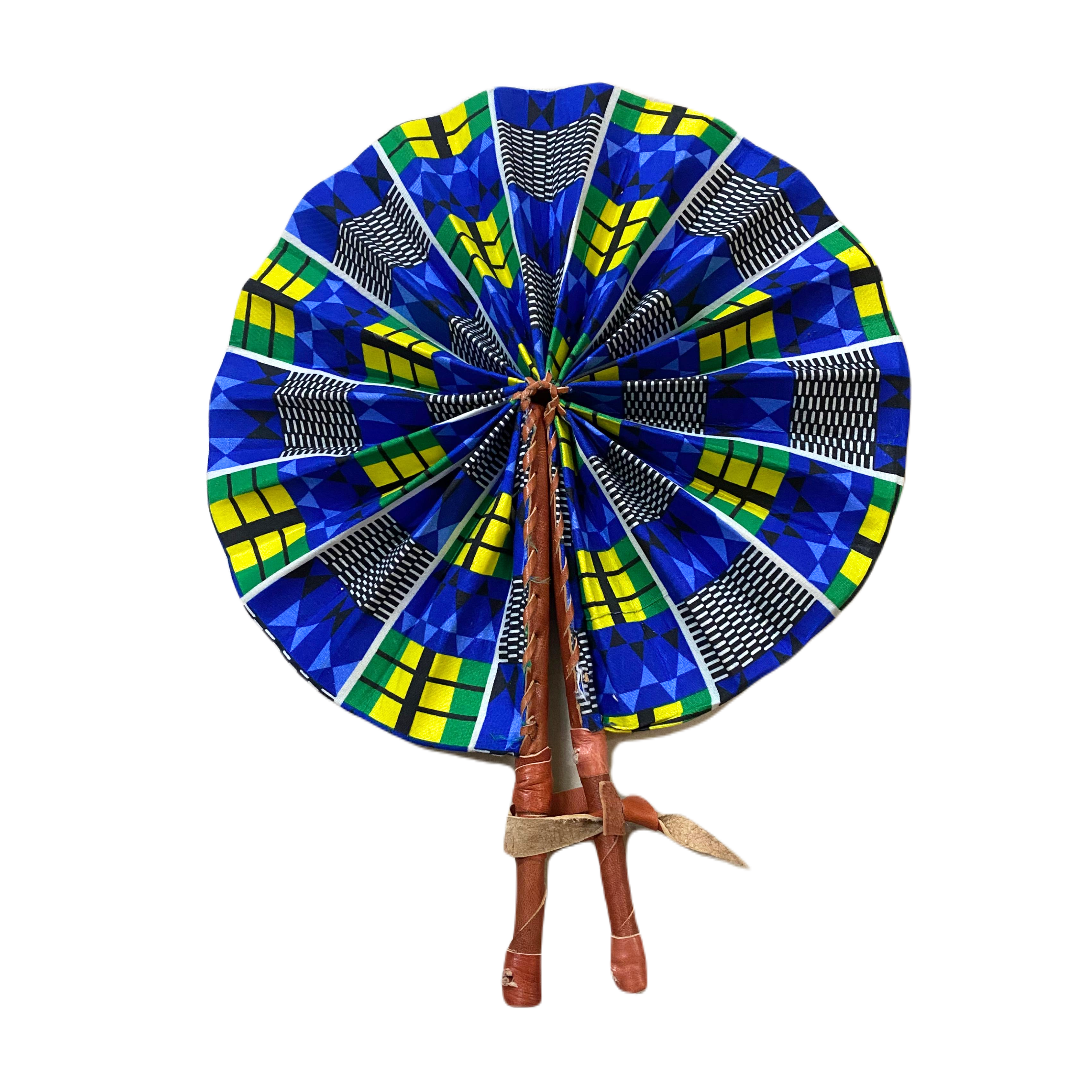 Fold Up African Leather Fan (Fan 53)