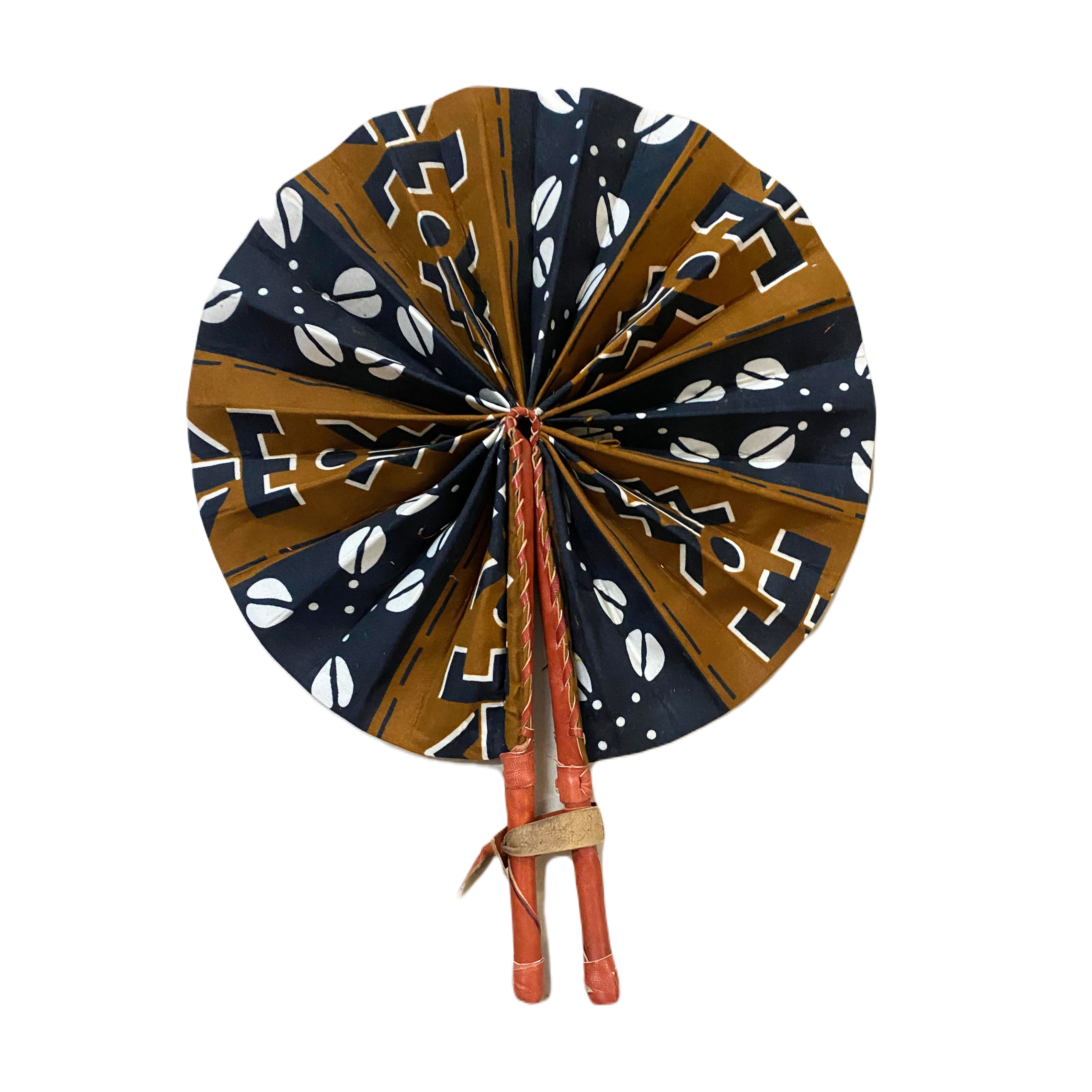 Fold Up African Leather Fan (Fan 8)
