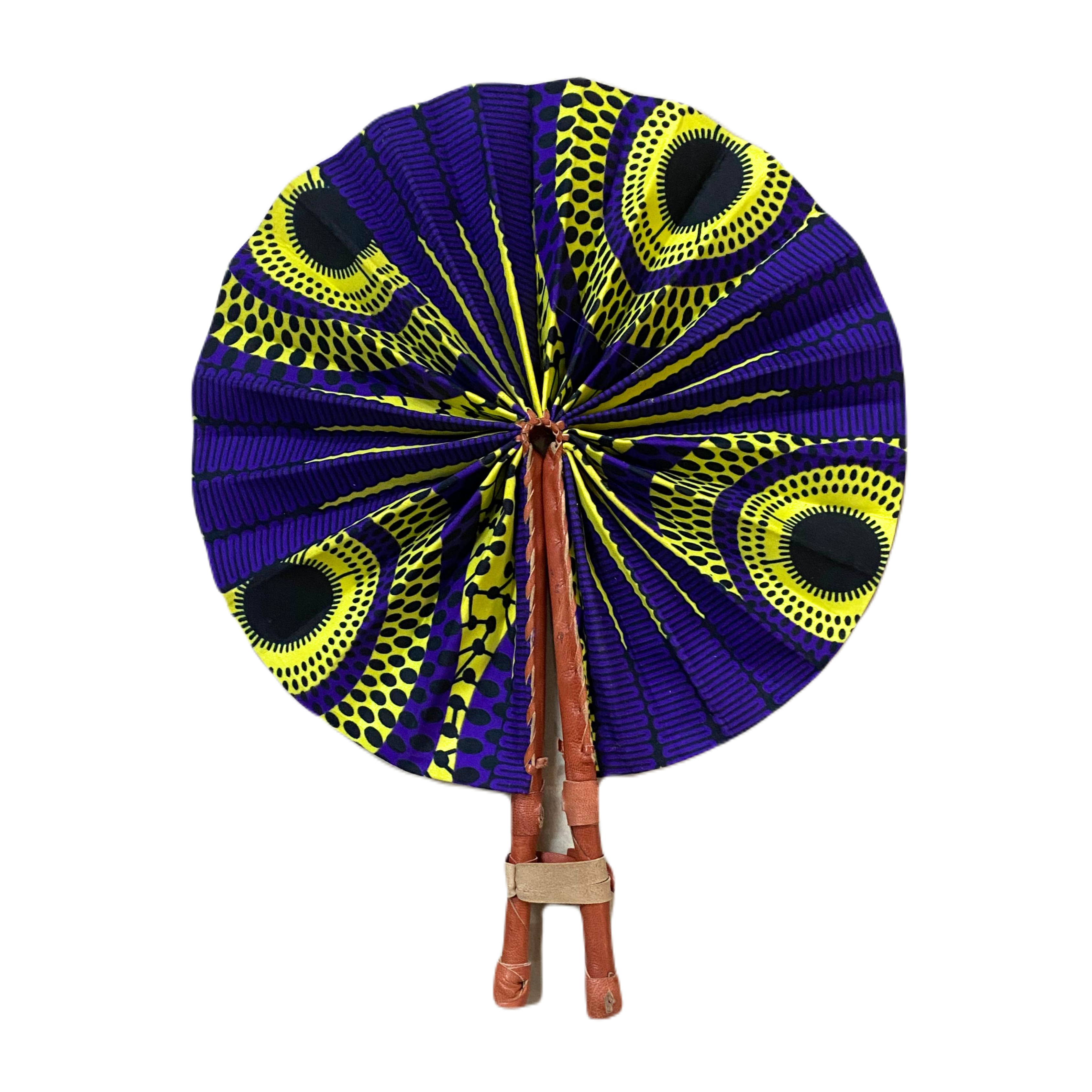 Fold Up African Leather Fan (Fan 7)
