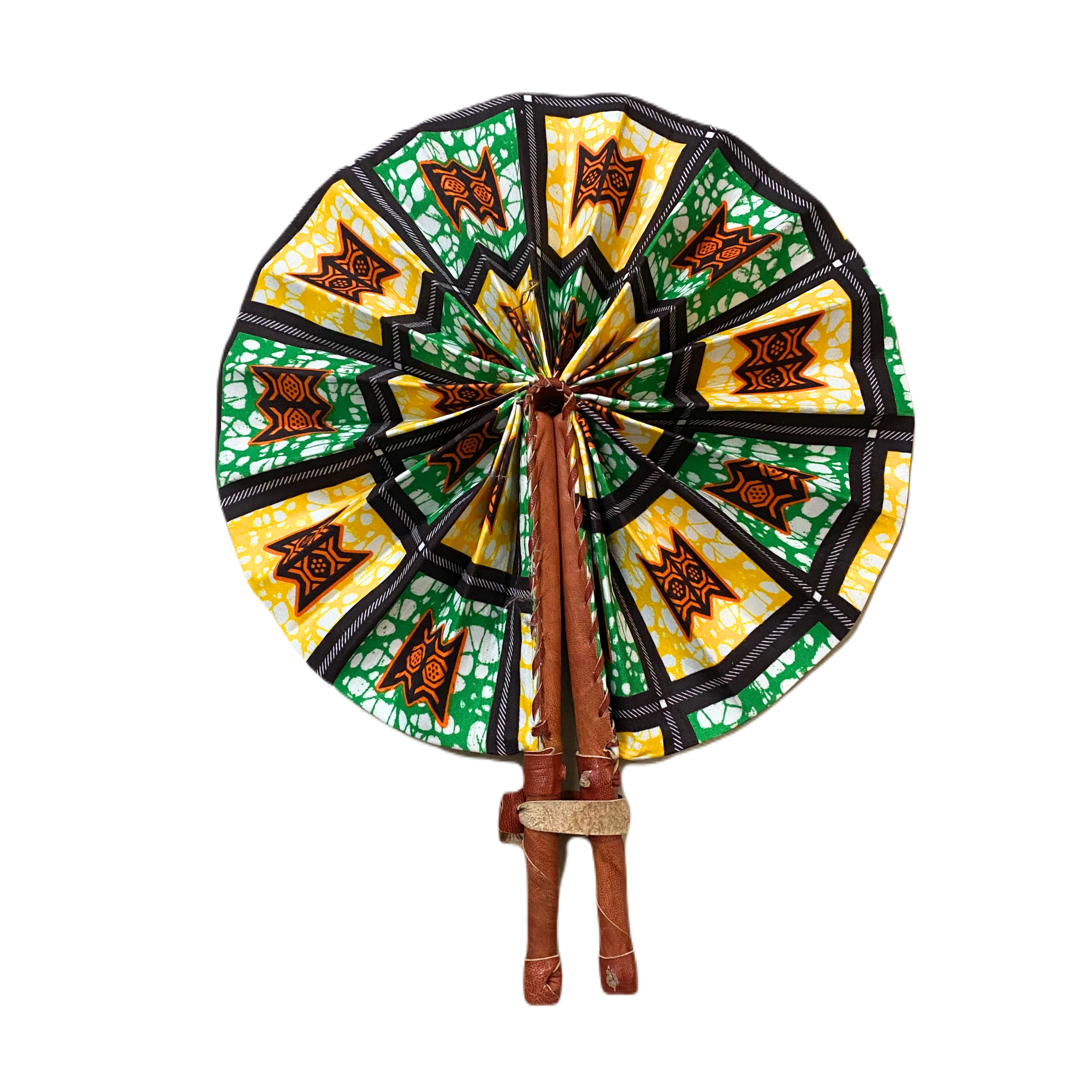 Fold Up African Leather Fan (Fan 10)