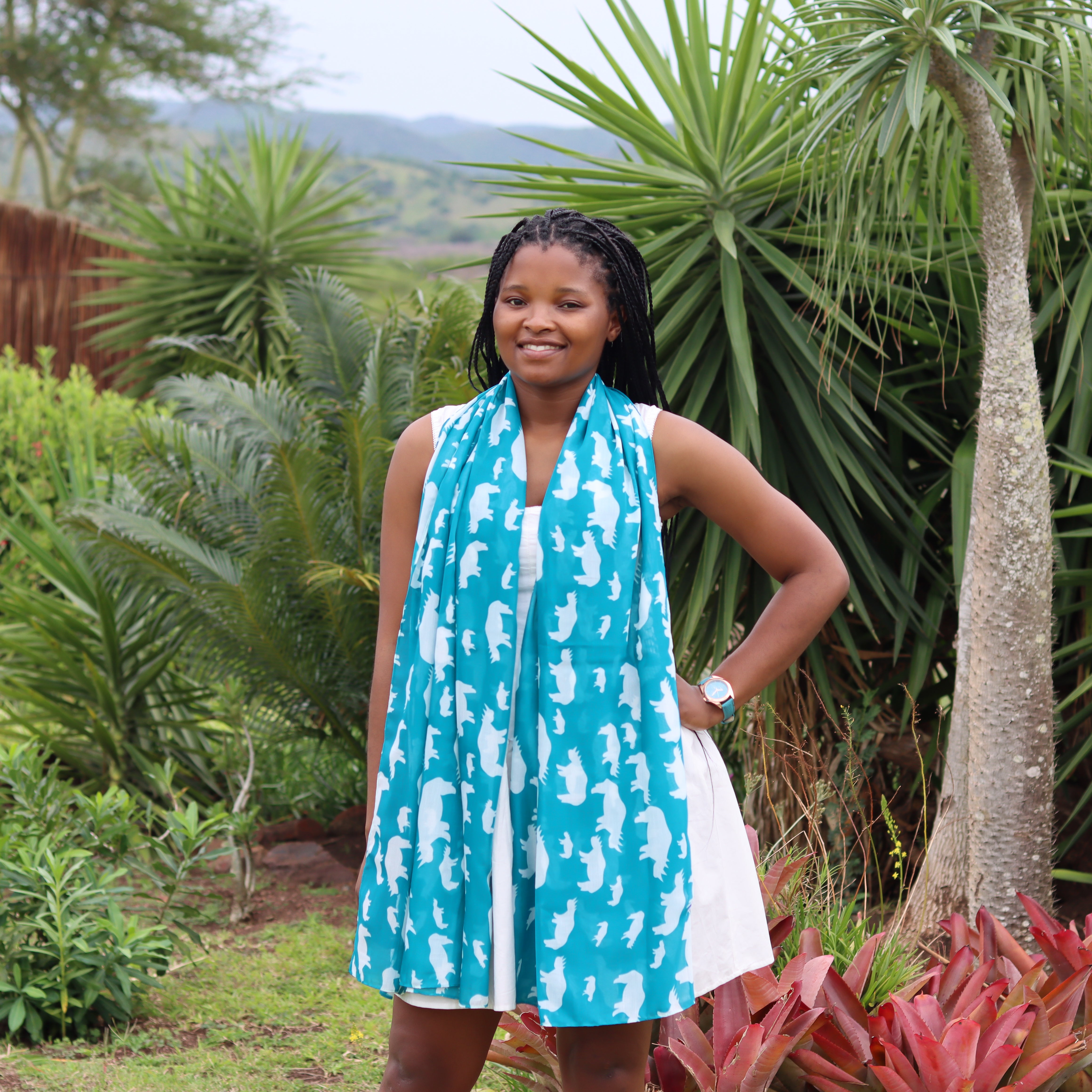 Tropical Turquoise Rhino Scarf