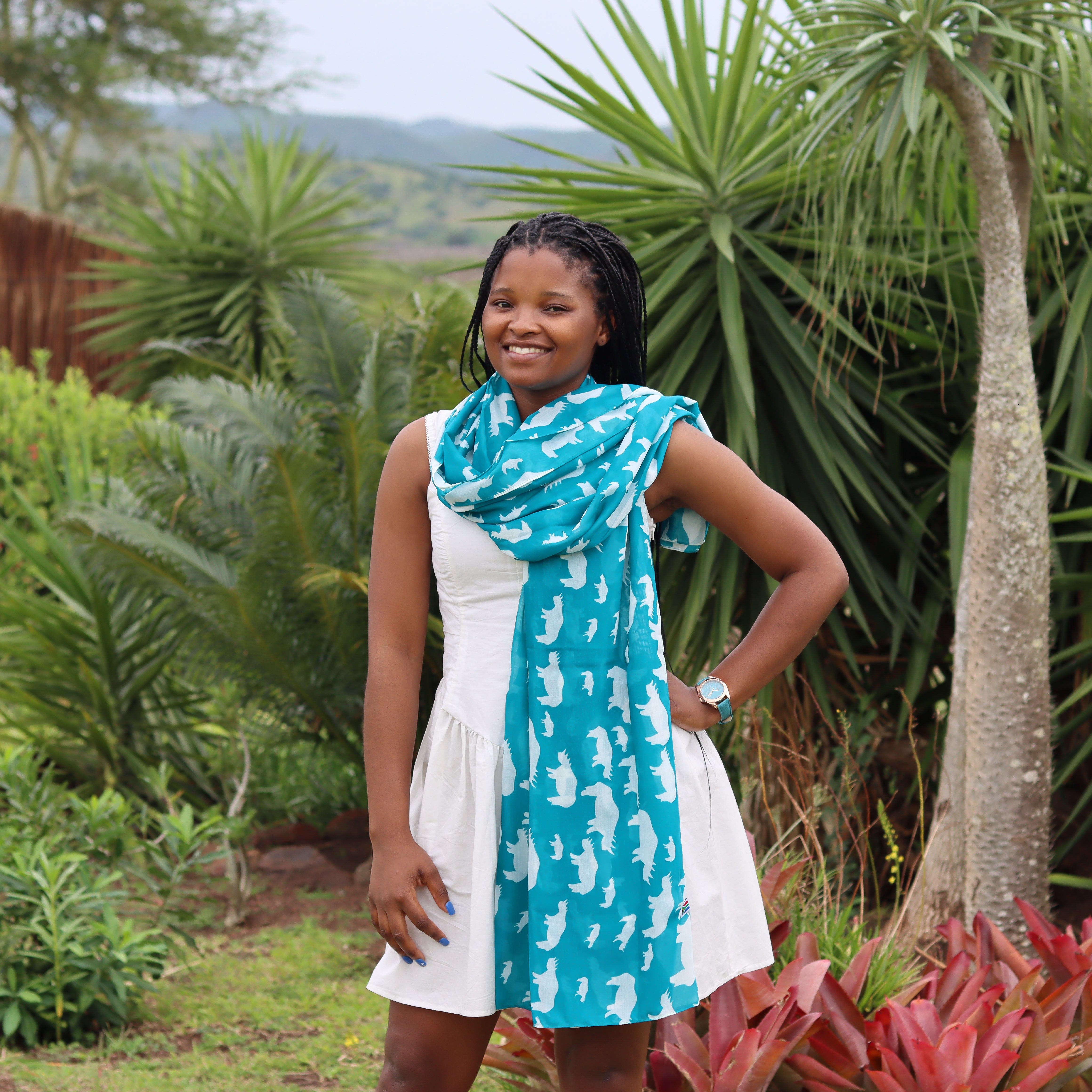 Tropical Turquoise Rhino Scarf