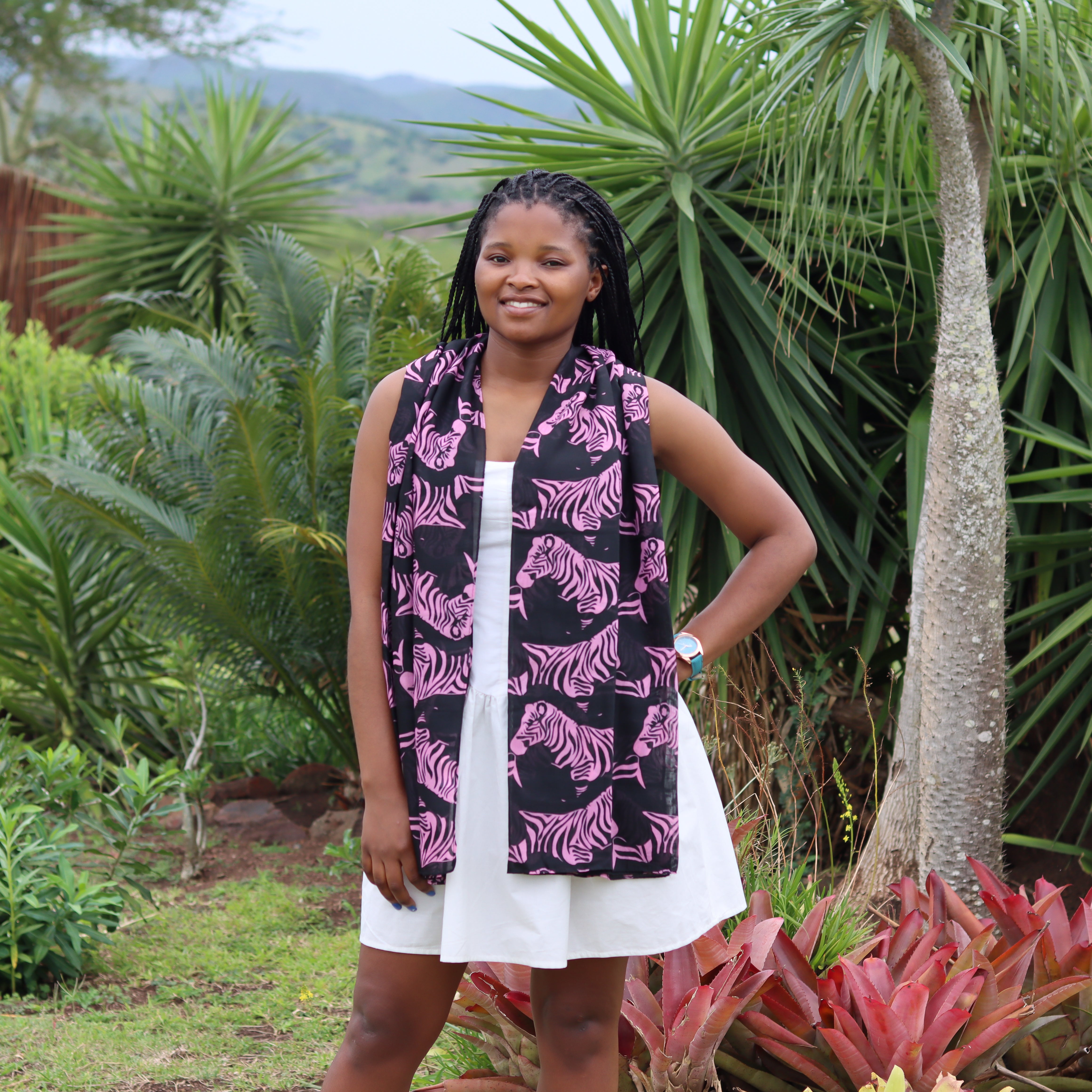 Black & Pink Zebra Scarf