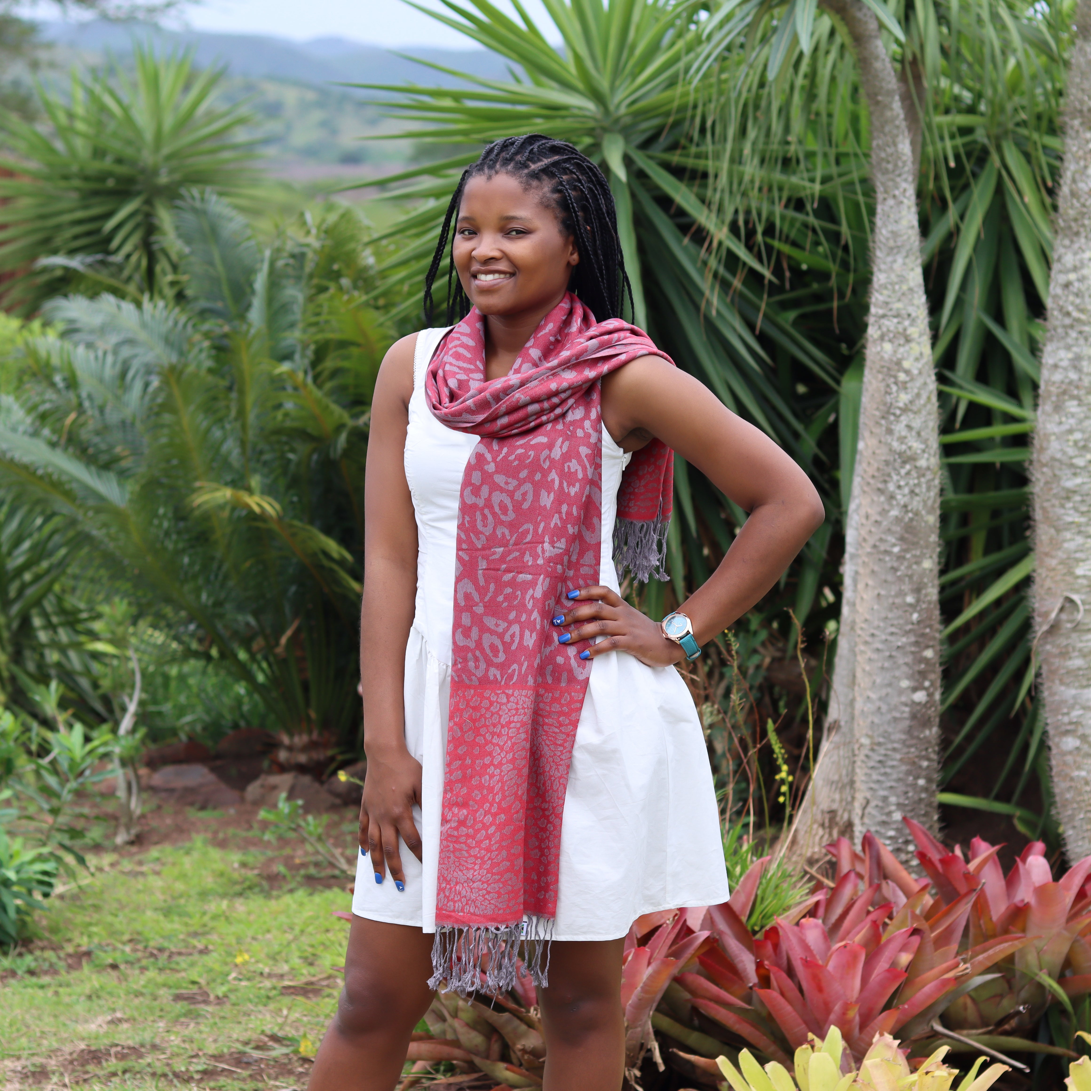 Red Leopard Print Scarf