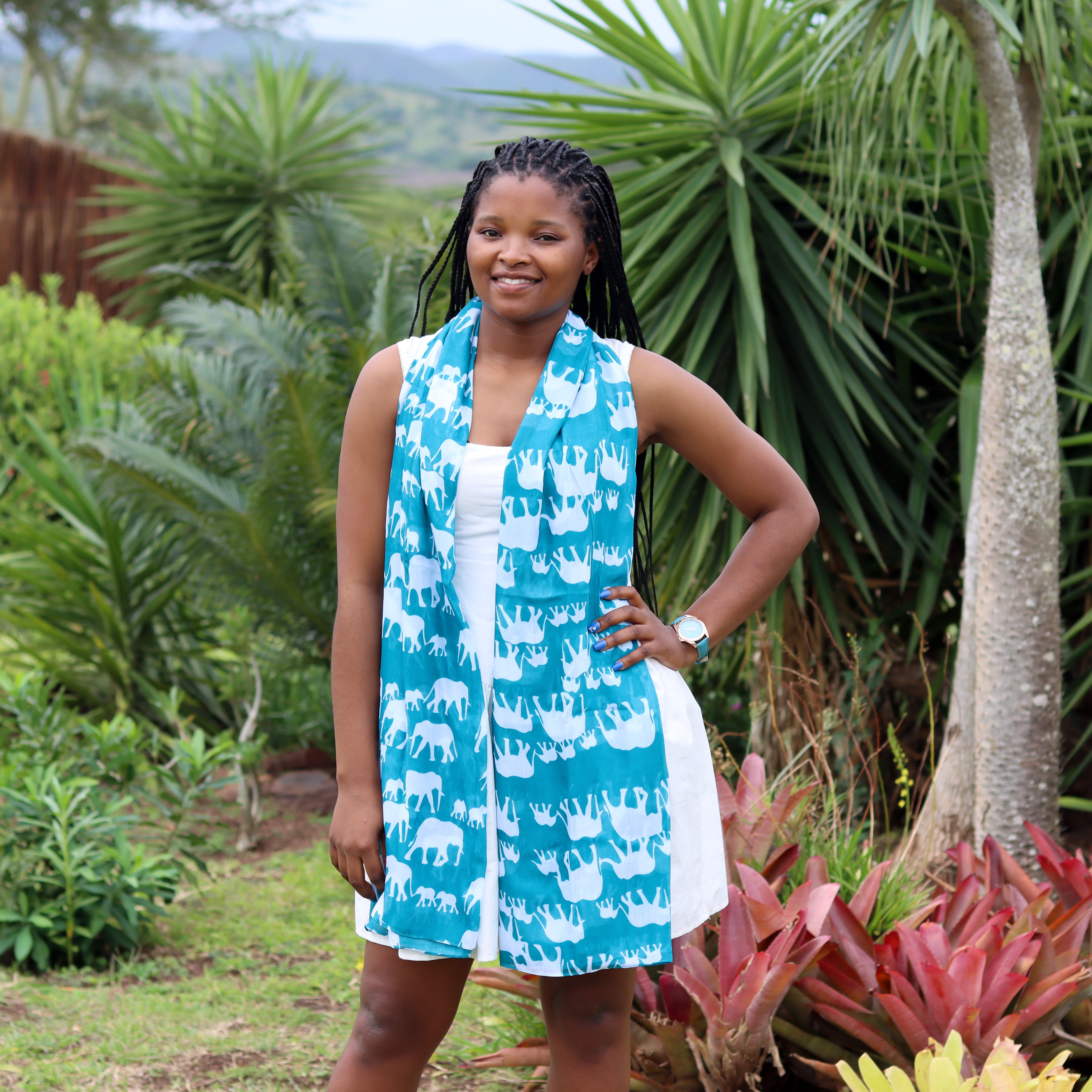 Tropical Turquoise Elephant Scarf