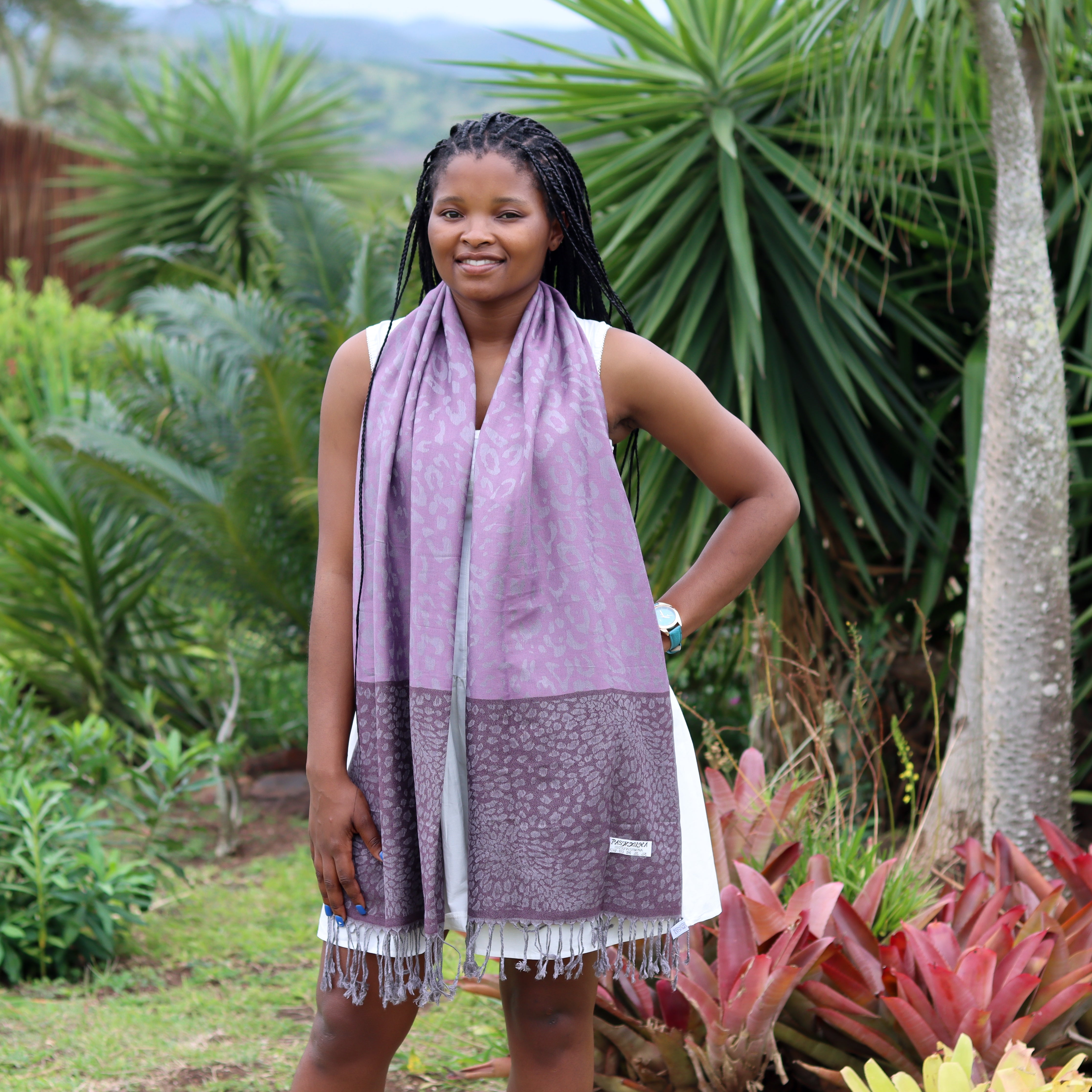 Purple Leopard Print Scarf