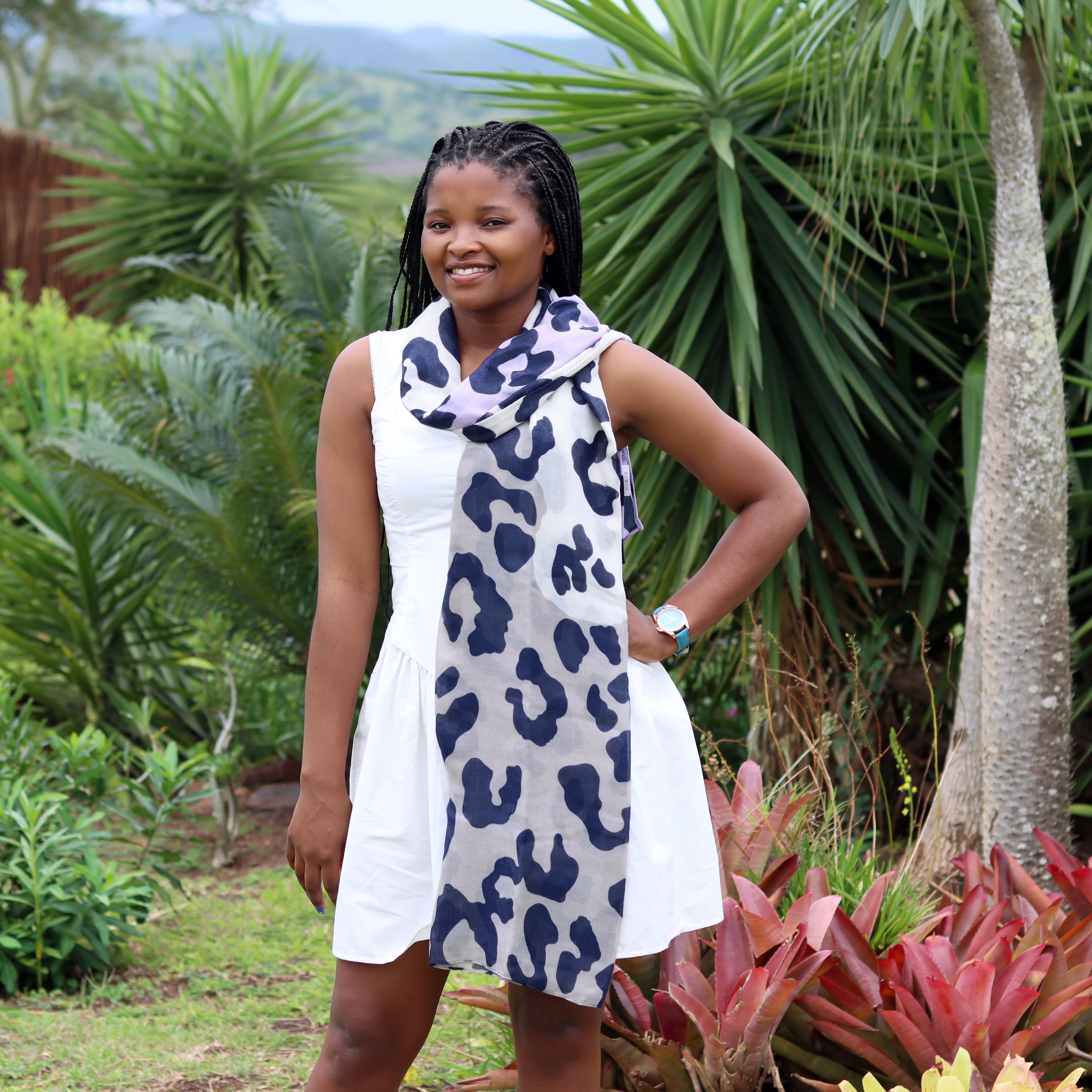 Lilac & Grey Leopard Print Scarf