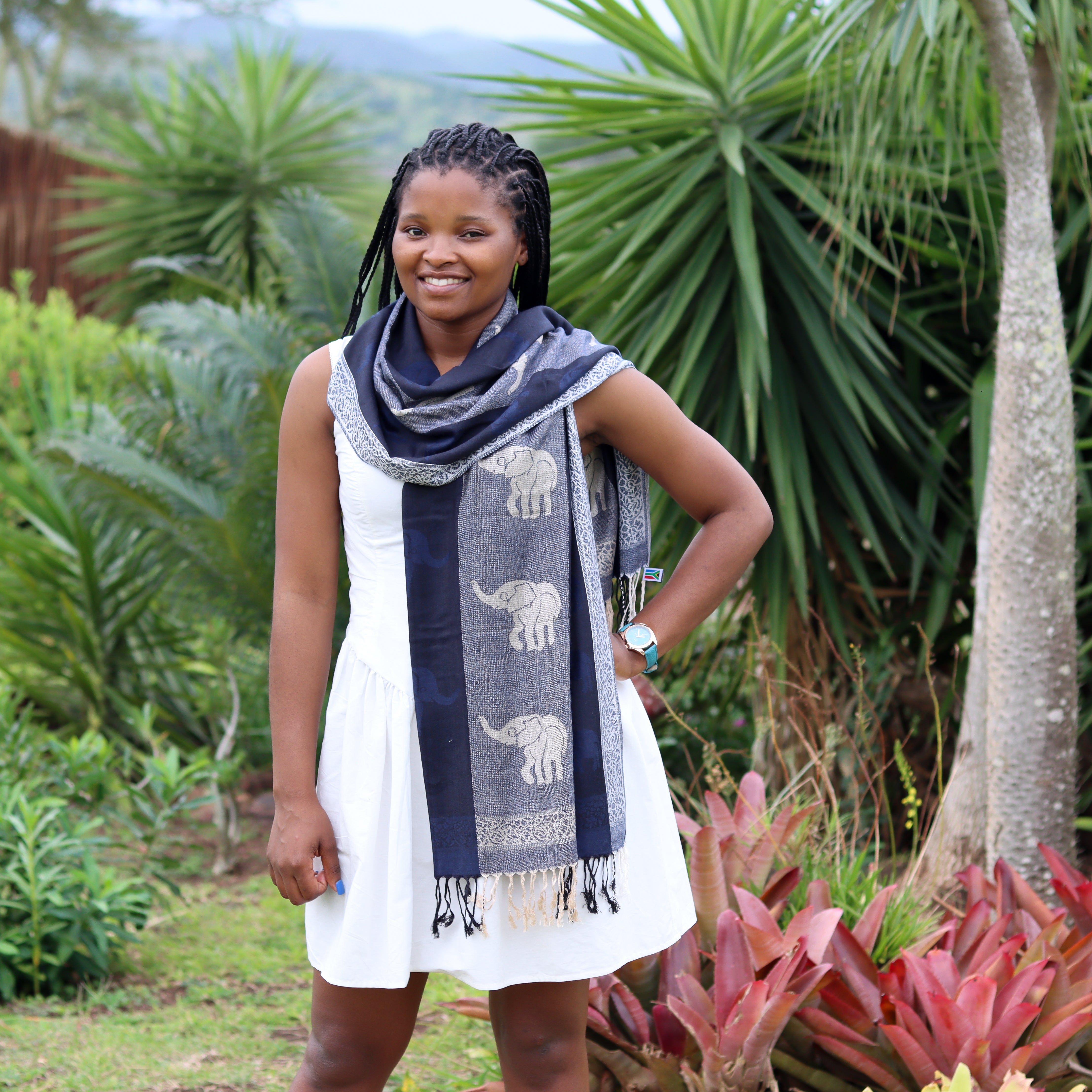 Navy Blue Elephant Scarf