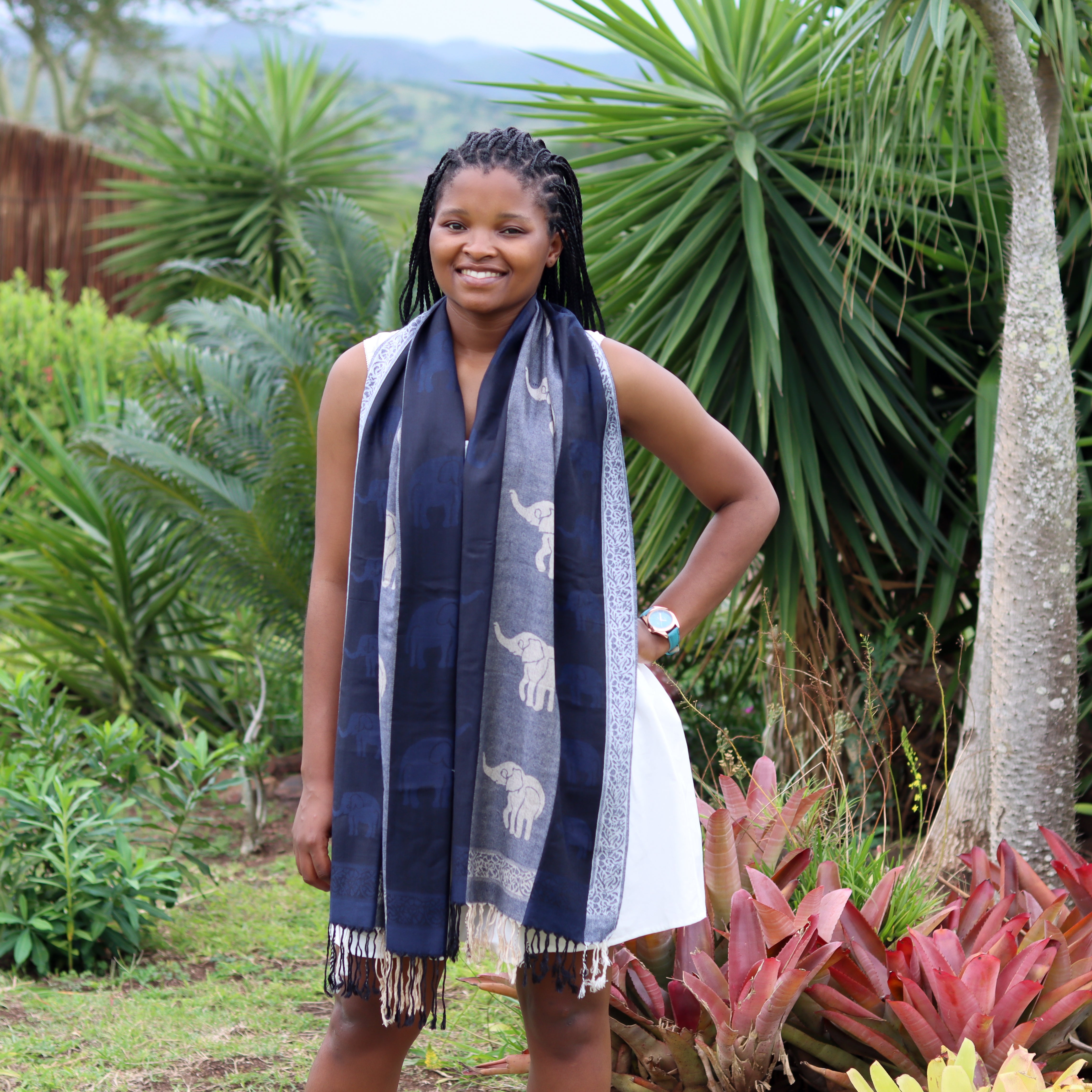 Navy Blue Elephant Scarf