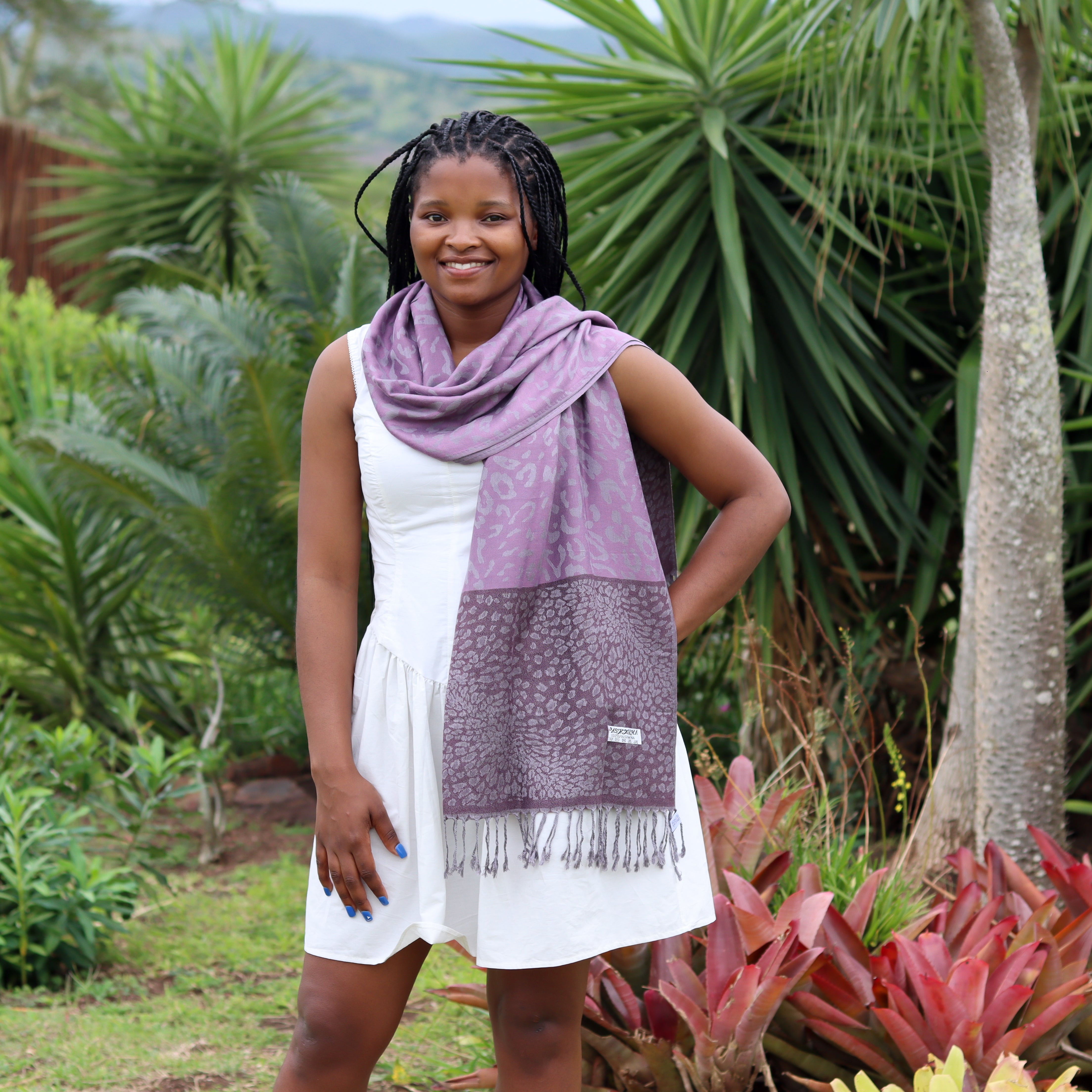 Purple Leopard Print Scarf