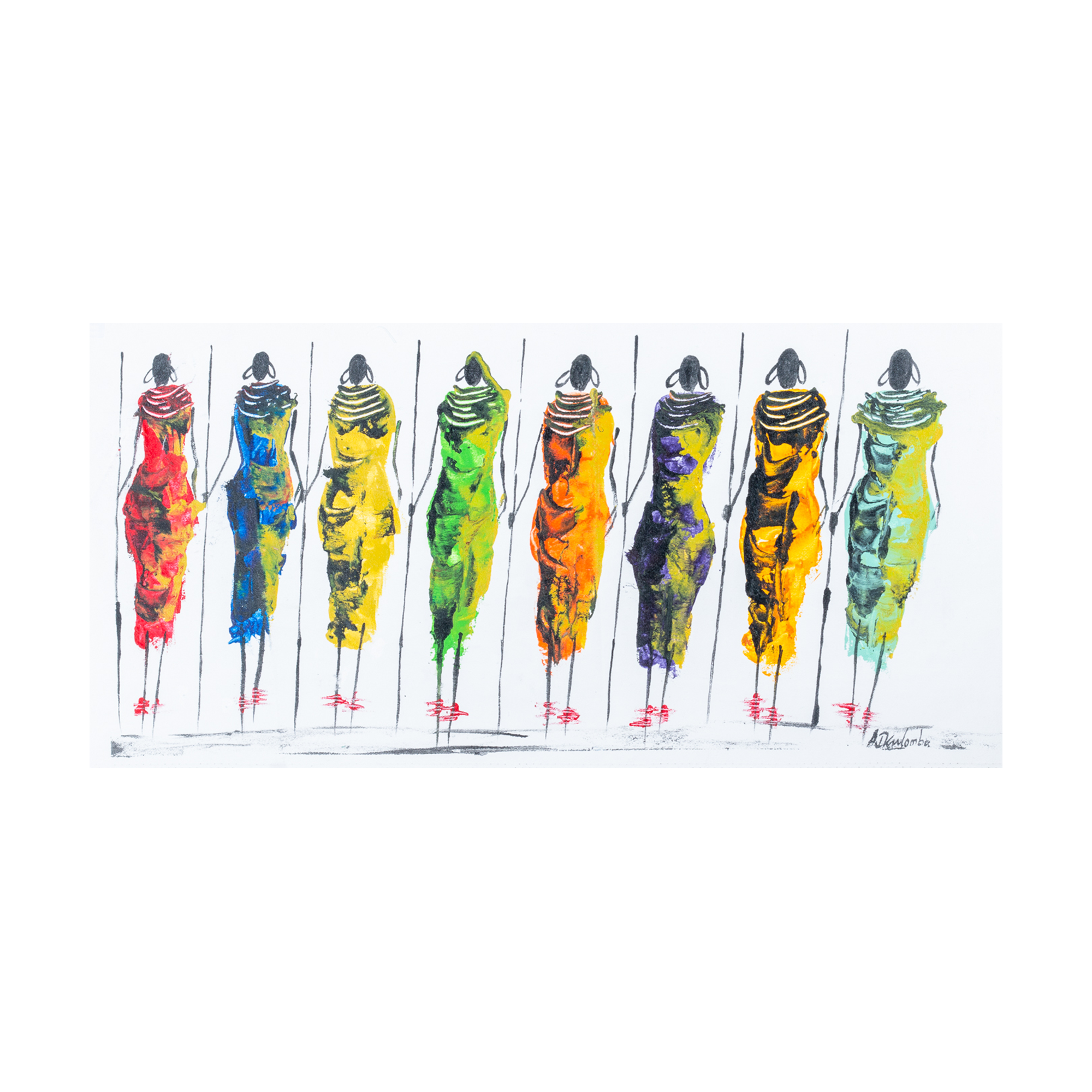Large Tribal Unity in Colour Canvas Painting - By Banda