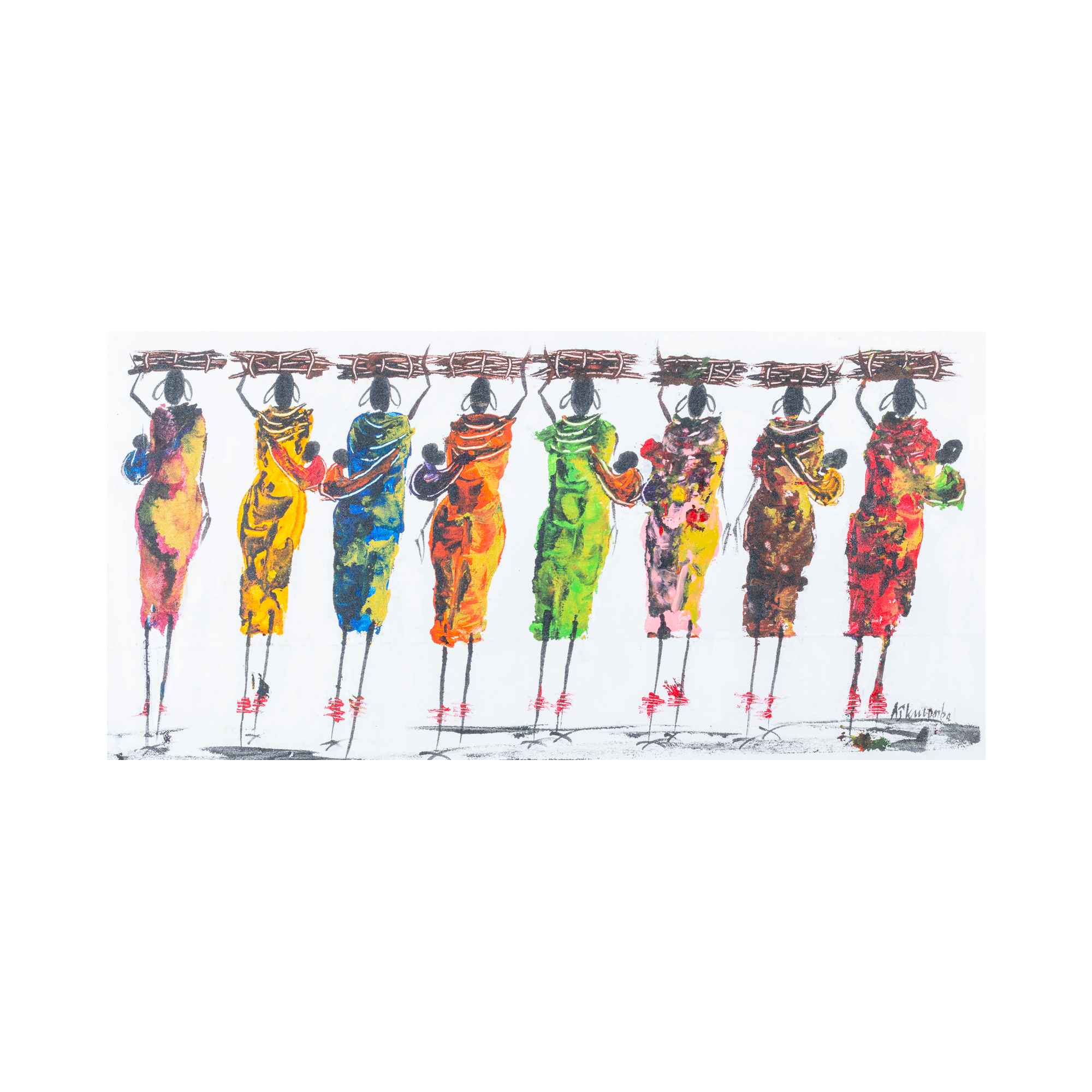 Large Tribal Unity in Colour Canvas Painting - By Banda