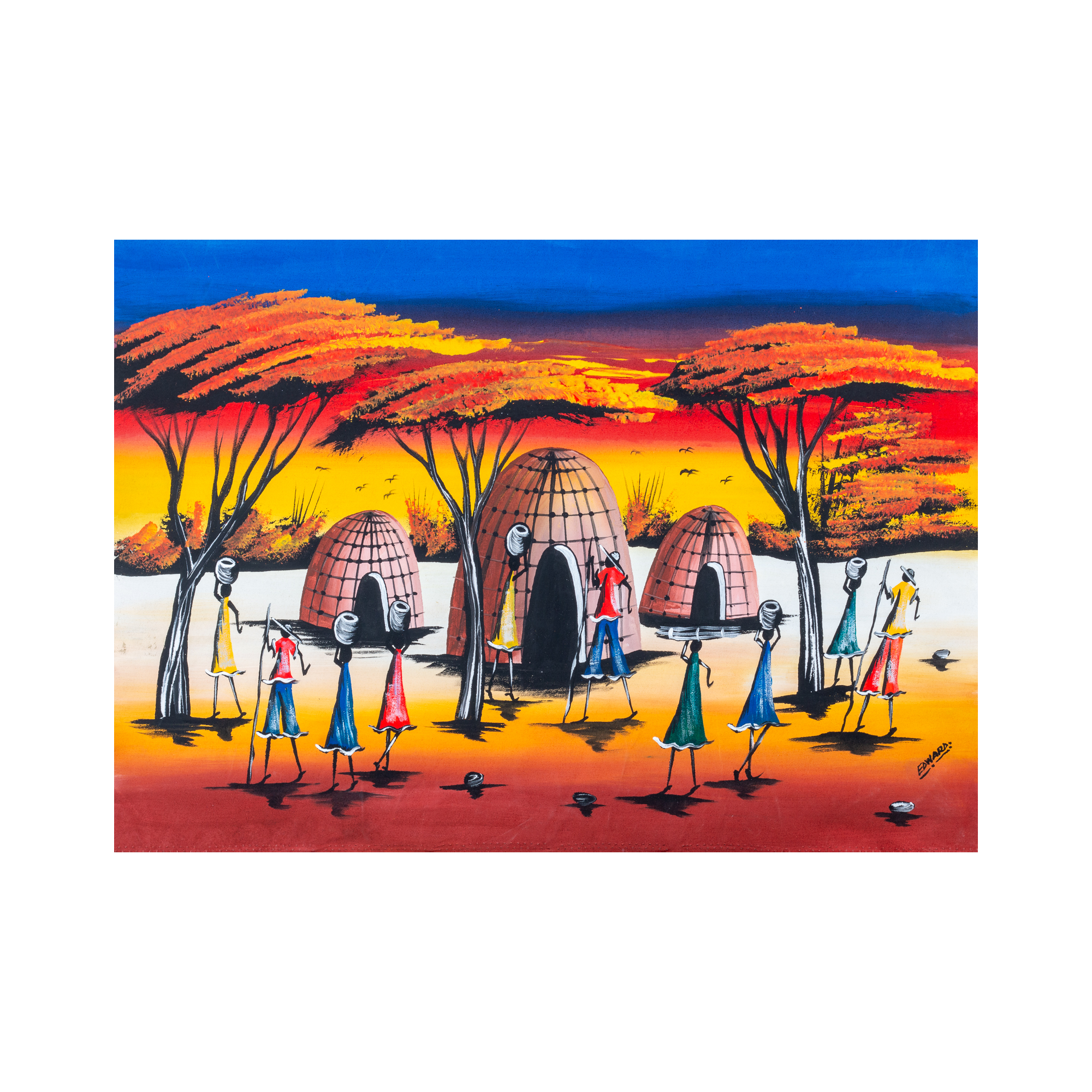 The Villagers Canvas Painting - By Edward