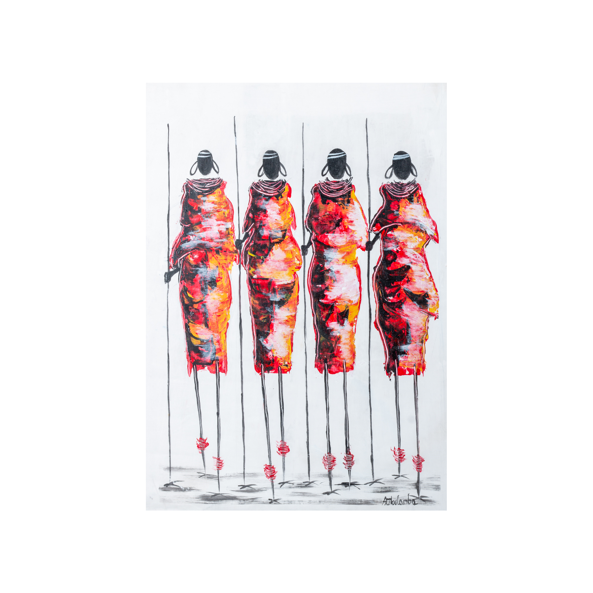 Medium Tribal Unity in Colour Canvas Painting - By Banda