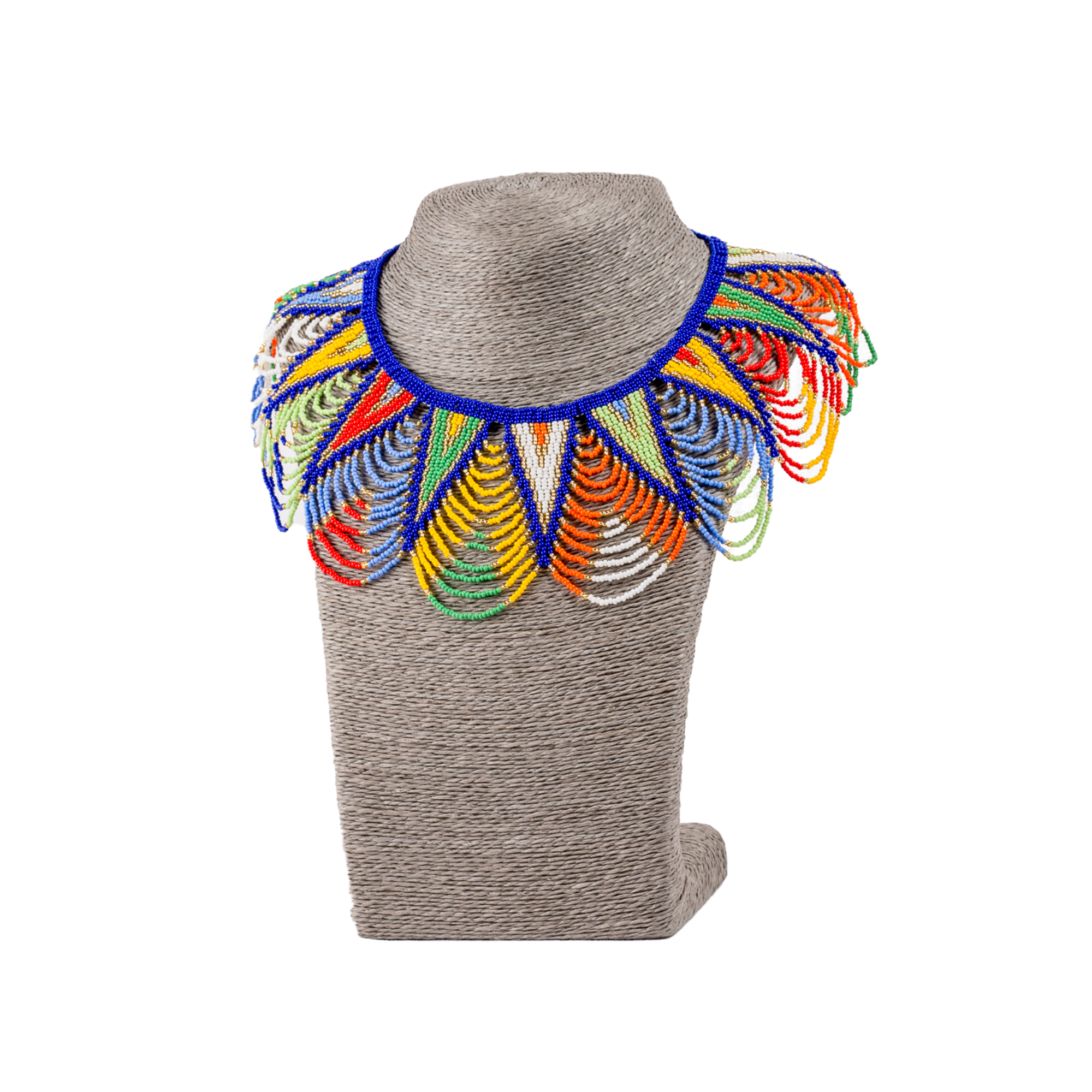 Zulu Hand Beaded Spear Fringe Necklace