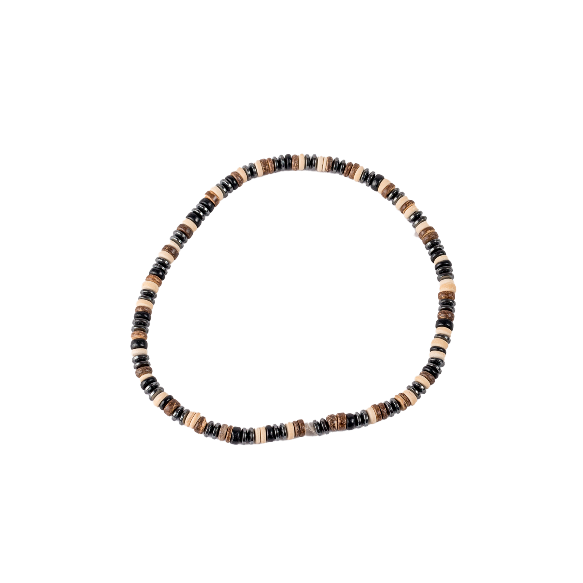 Handmade Natural Wooden/Metal Beaded Necklace