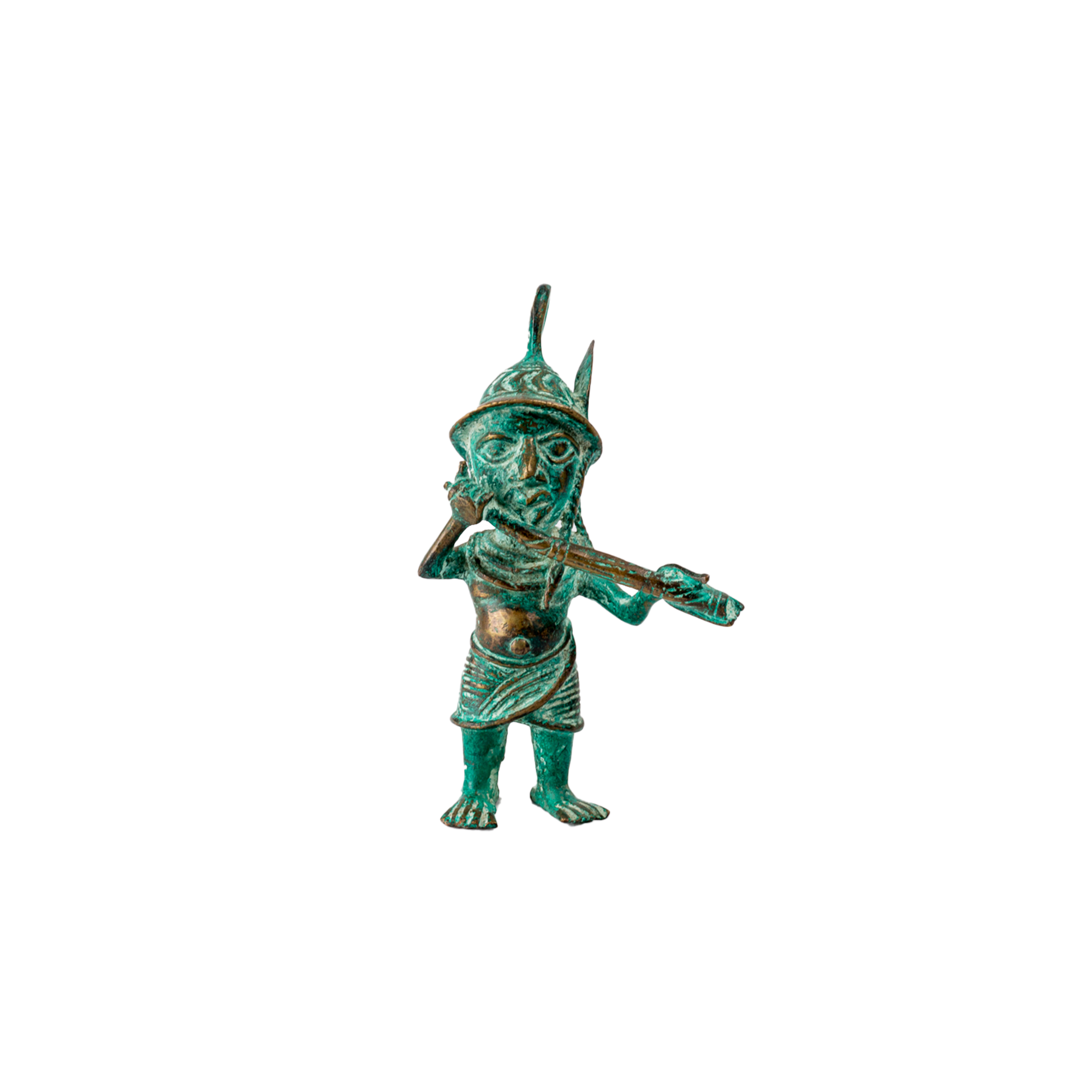 Edo Tribe Benin Bronze Soldier Statue