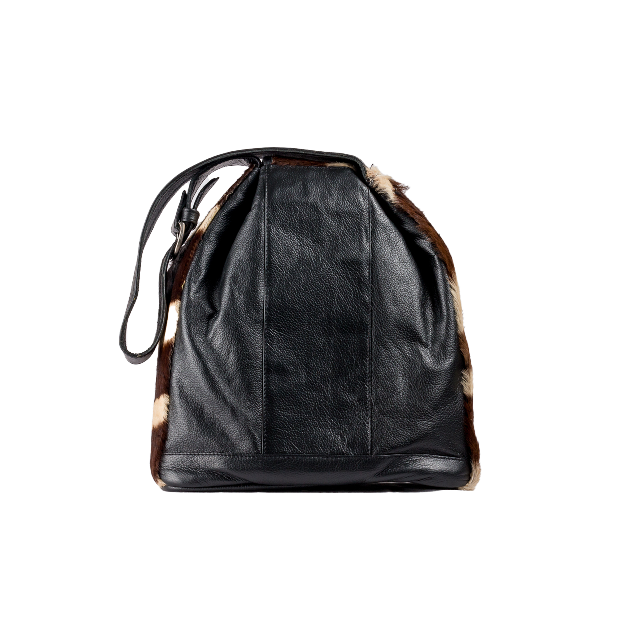 Leather Drawstring Bag With Zebra Straps