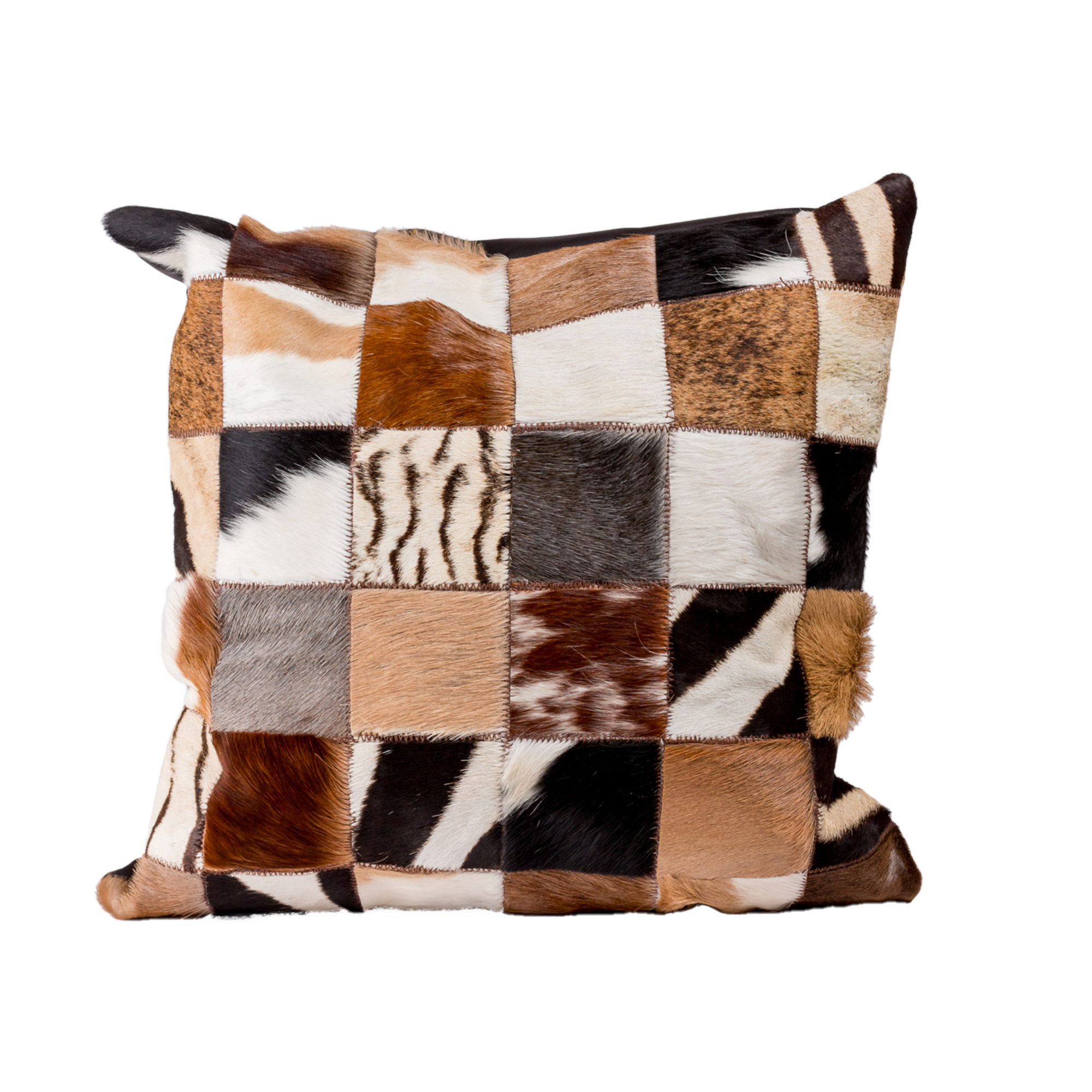 Leather Nguni Patch Cushion Cover
