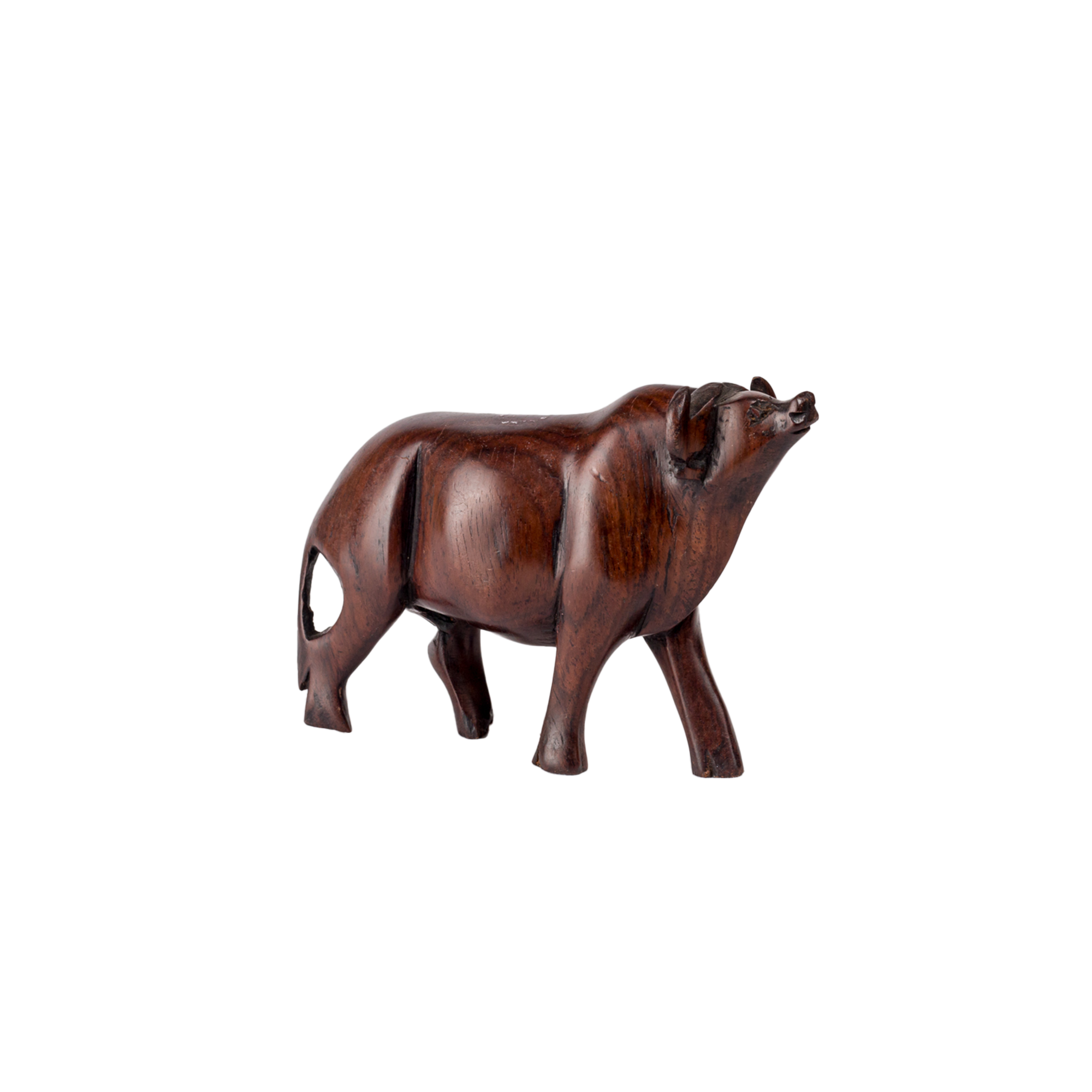 Carved Ebony Wooden Buffalo Sculpture