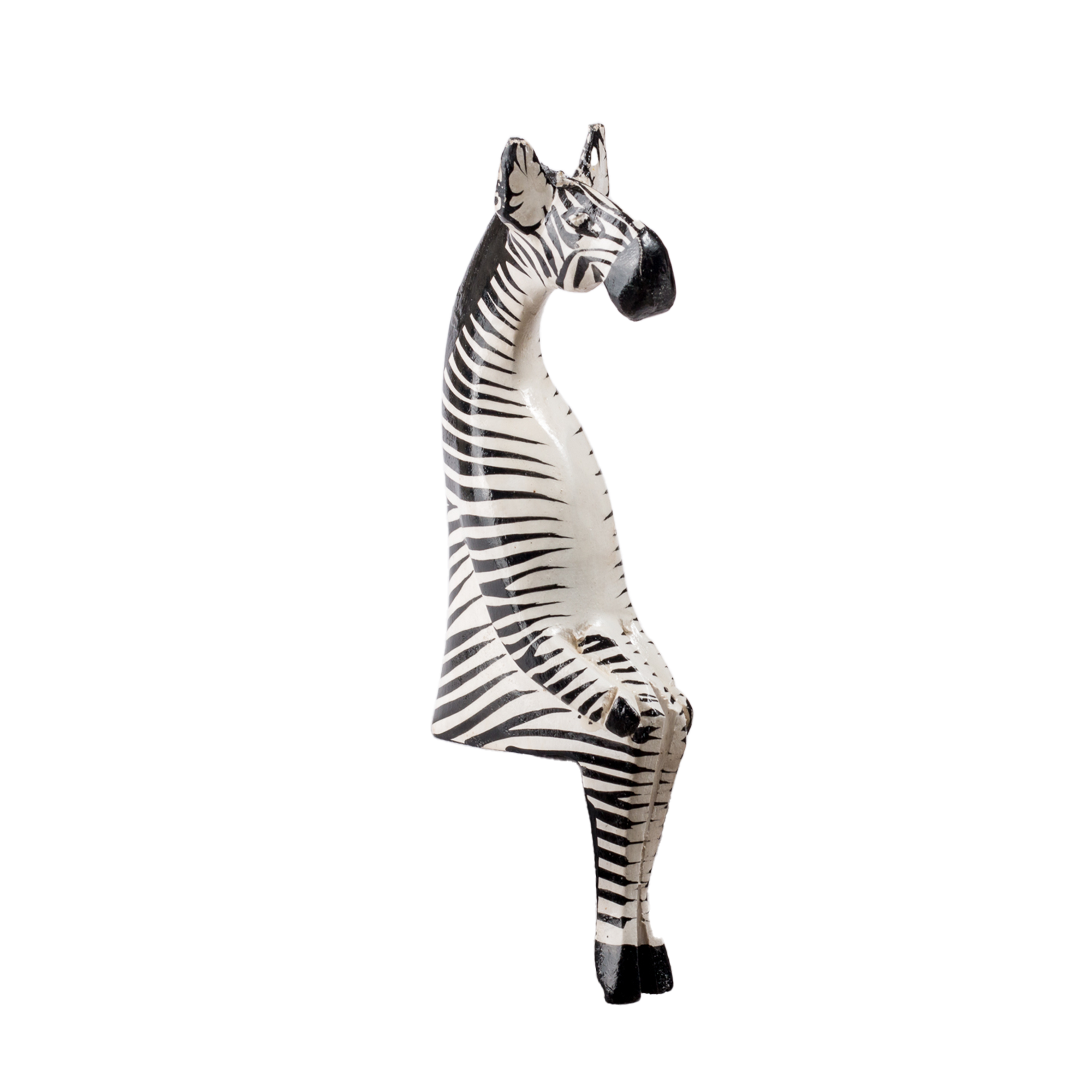 Wood Carved Seated Zebra